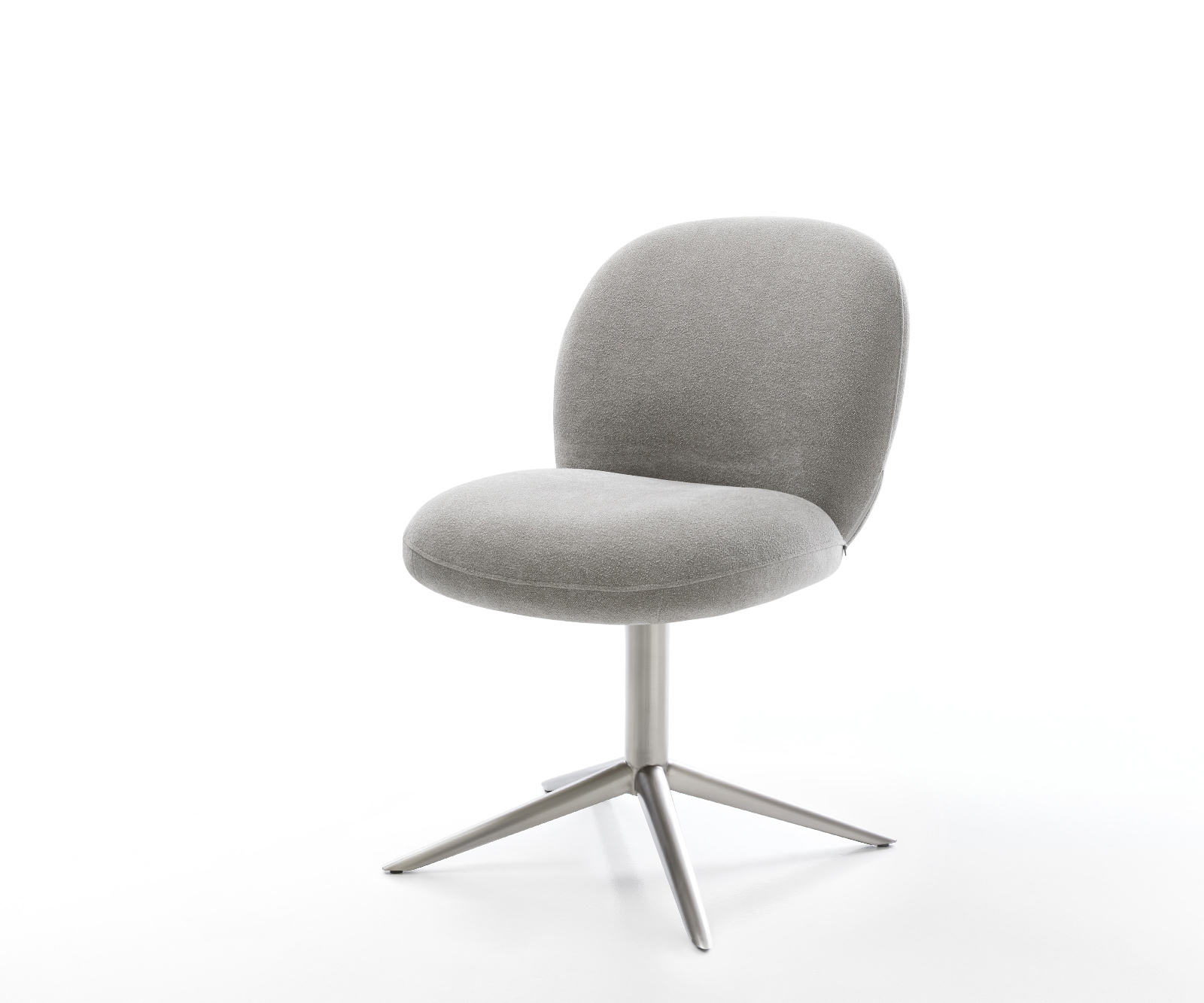 Jídelní židle Nube-Flex potahová látka Měkký šedá křížová podnož nerezová ocel 360° otočný houpací funkce taštičkové pružiny