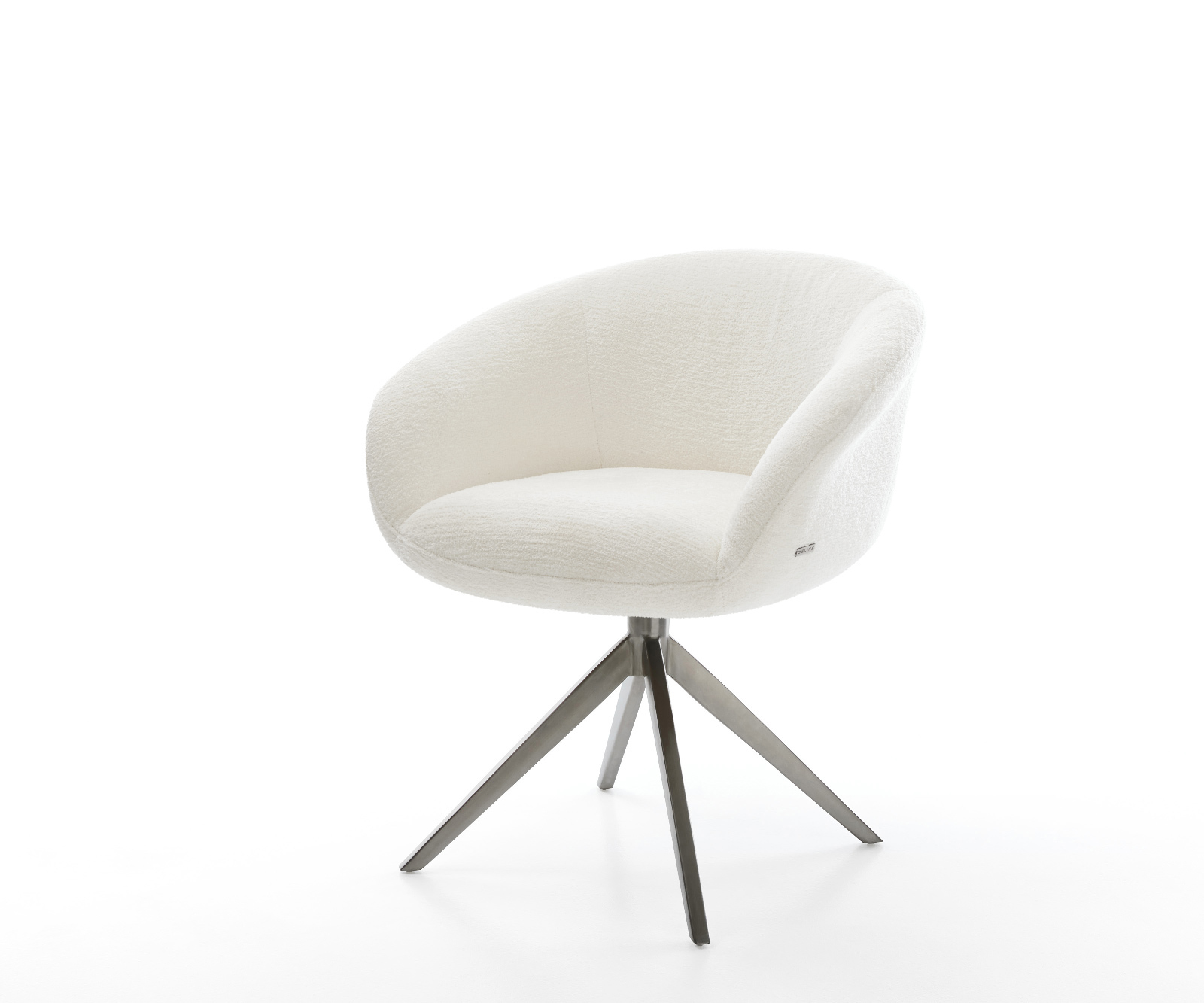 Jídelní židle Vinka-Flex s područkami bouclé měkký béžová křížová podnož široká grafitová 360° otočná houpací funkce taštičkové pružiny