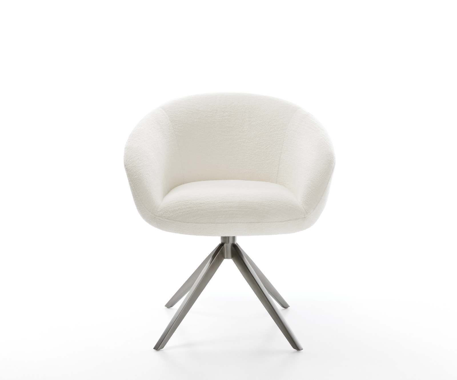 Jídelní židle Vinka-Flex s područkami bouclé měkký béžová křížová podnož široká grafitová 360° otočná houpací funkce taštičkové pružiny - Obrázek 2