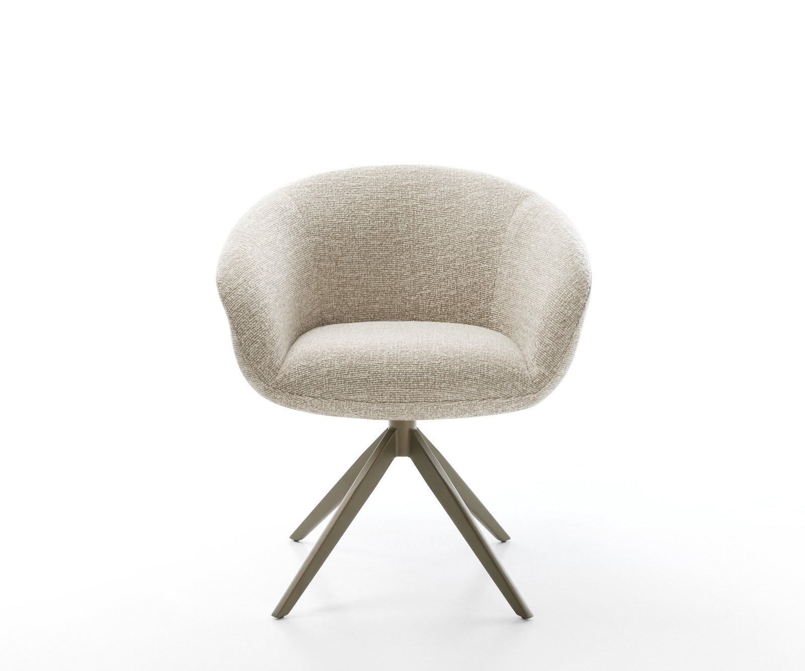 Jídelní židle Vinka-Flex s područkami látka Měkký béžová široká křížová podnož Titanová barva 360° otočný houpací funkce taštičkové pružiny - Obrázek 2