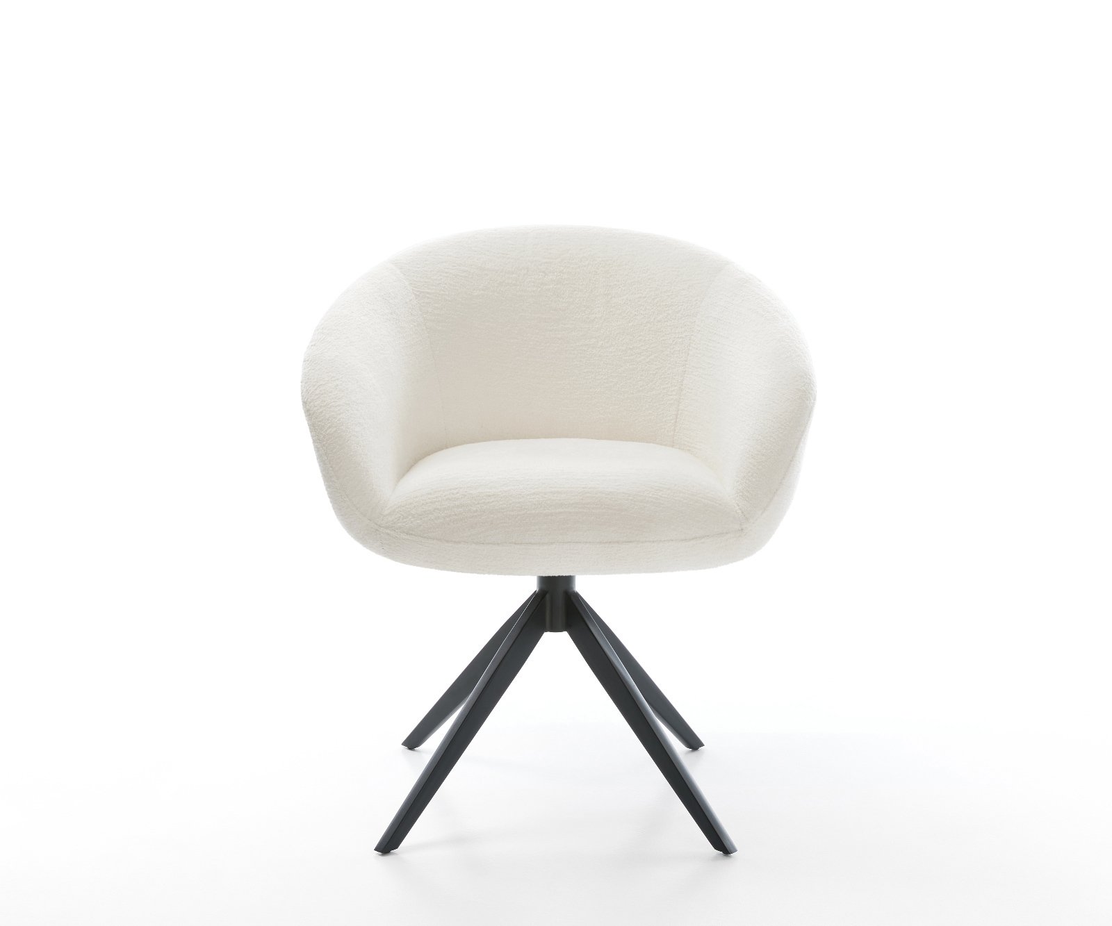 Jídelní židle Vinka-Flex s područkami bouclé měkký béžová křížová podnož široká černá 360° otočný houpací funkce taštičkové pružiny - Obrázek 2