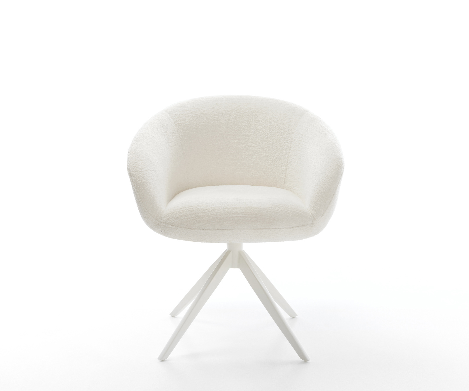 Jídelní židle Vinka-Flex s područkami bouclé měkký béžová křížová podnož široká bílá 360° otočný houpací funkce taštičkové pružiny - Obrázek 2