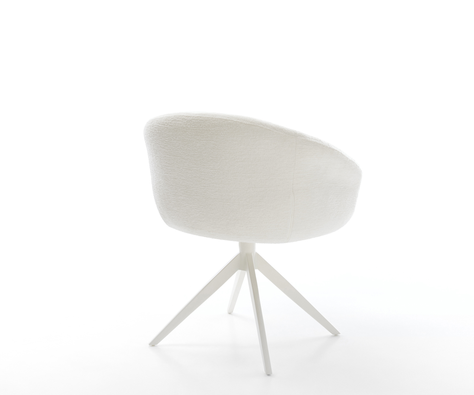 Jídelní židle Vinka-Flex s područkami bouclé měkký béžová křížová podnož široká bílá 360° otočný houpací funkce taštičkové pružiny - Obrázek 5