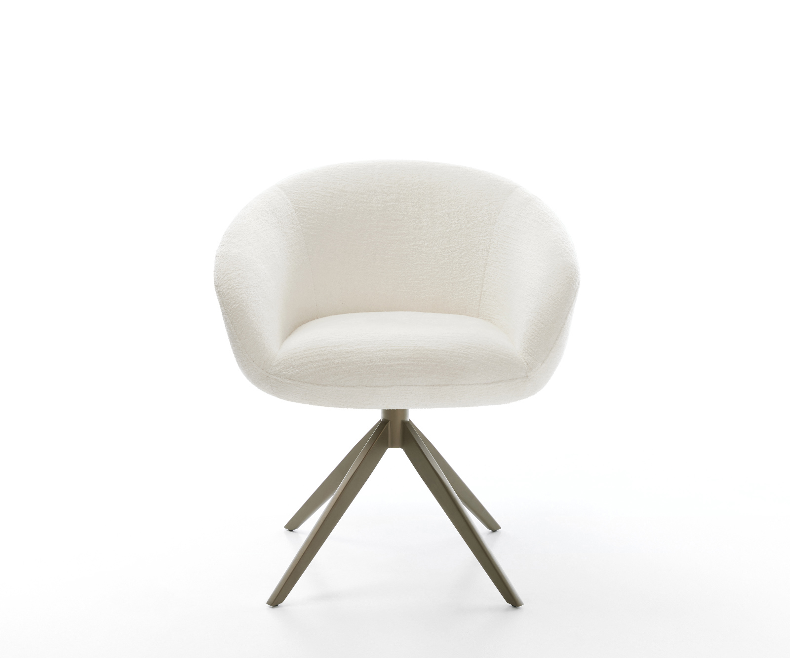 Jídelní židle Vinka-Flex s područkami bouclé měkký béžová křížová podnož široká titanová barva 360° otočný houpací funkce taštičkové pružiny - Obrázek 2