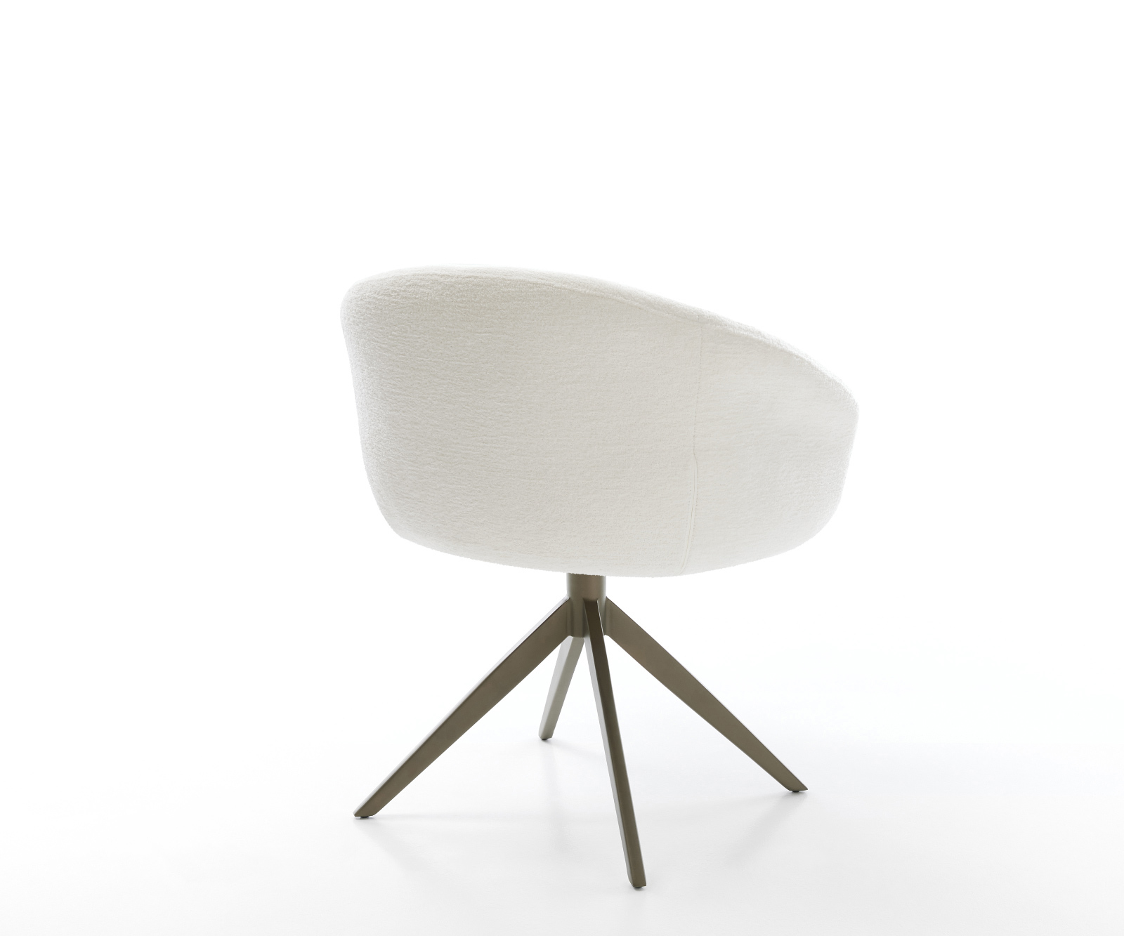 Jídelní židle Vinka-Flex s područkami bouclé měkký béžová křížová podnož široká titanová barva 360° otočný houpací funkce taštičkové pružiny - Obrázek 5