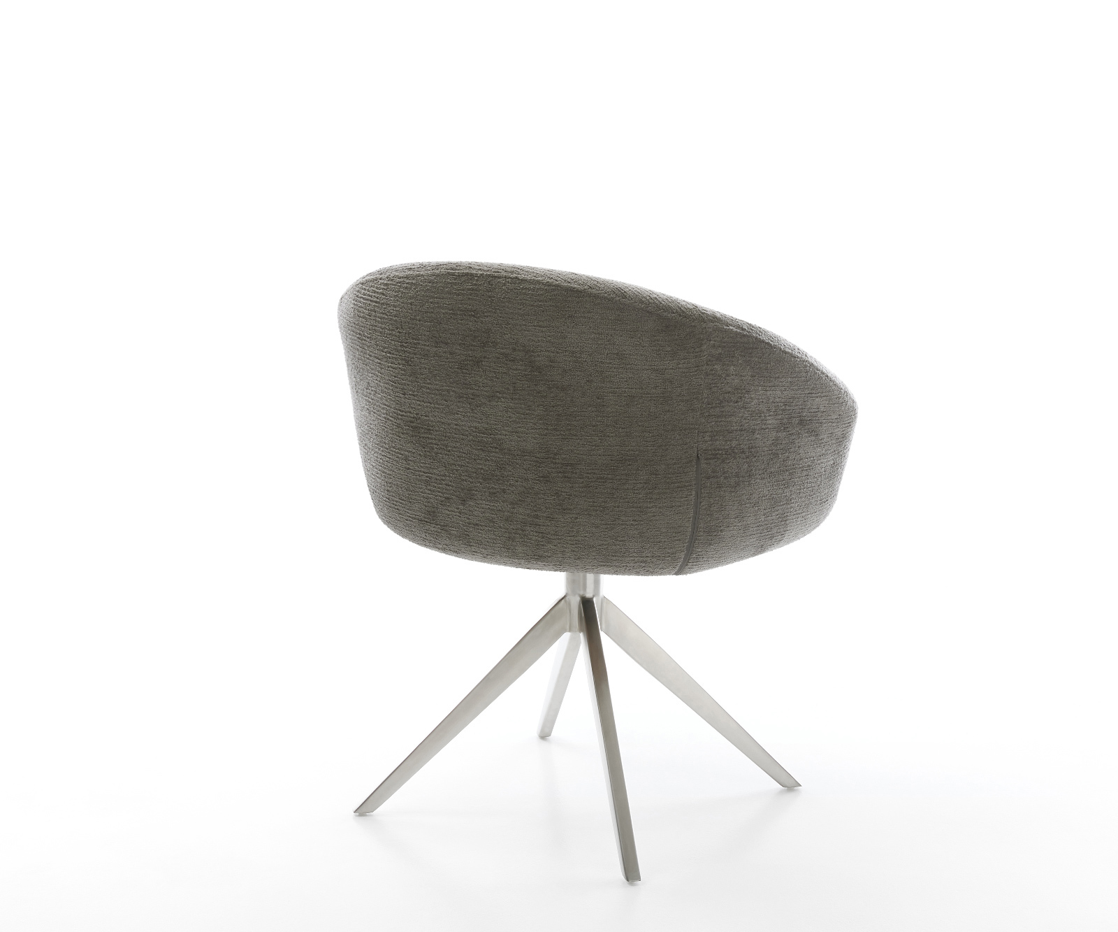 Jídelní židle Vinka-Flex s područkami bouclé měkký tmavě béžová křížová podnož široká nerezová ocel 360° otočný houpací funkce taštičkové pružiny - Obrázek 5