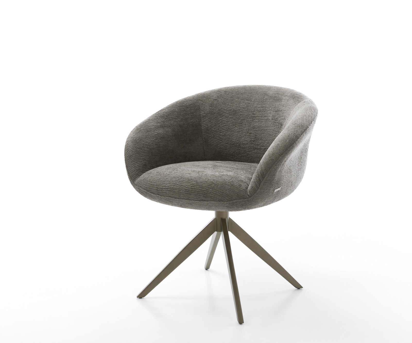 Jídelní židle Vinka-Flex s područkami bouclé měkký tmavě béžová křížová podnož široká titanová barva 360° otočný houpací funkce taštičkové pružiny