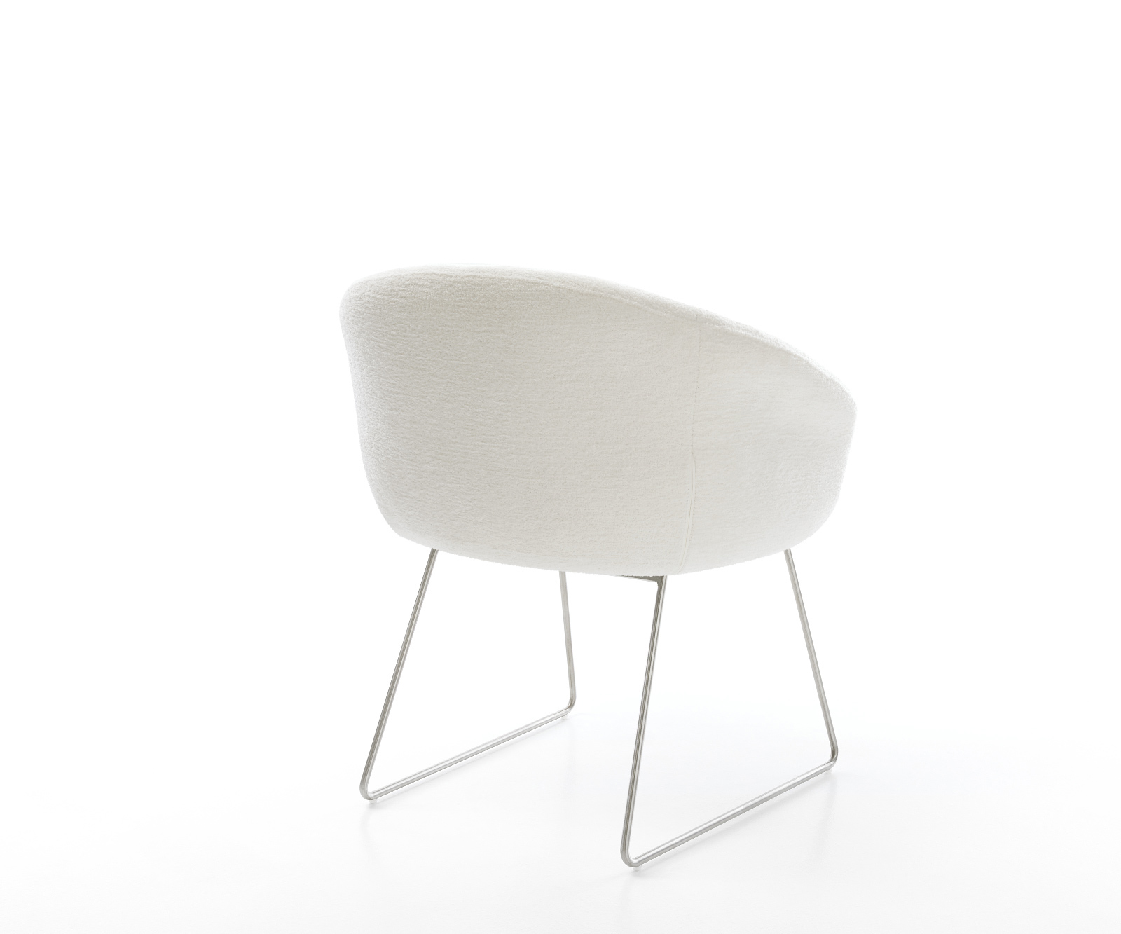 Jídelní židle Vinka-Flex s područkami bouclé měkký béžová tenká podnož nerezová ocel taštičkové pružiny - Obrázek 5