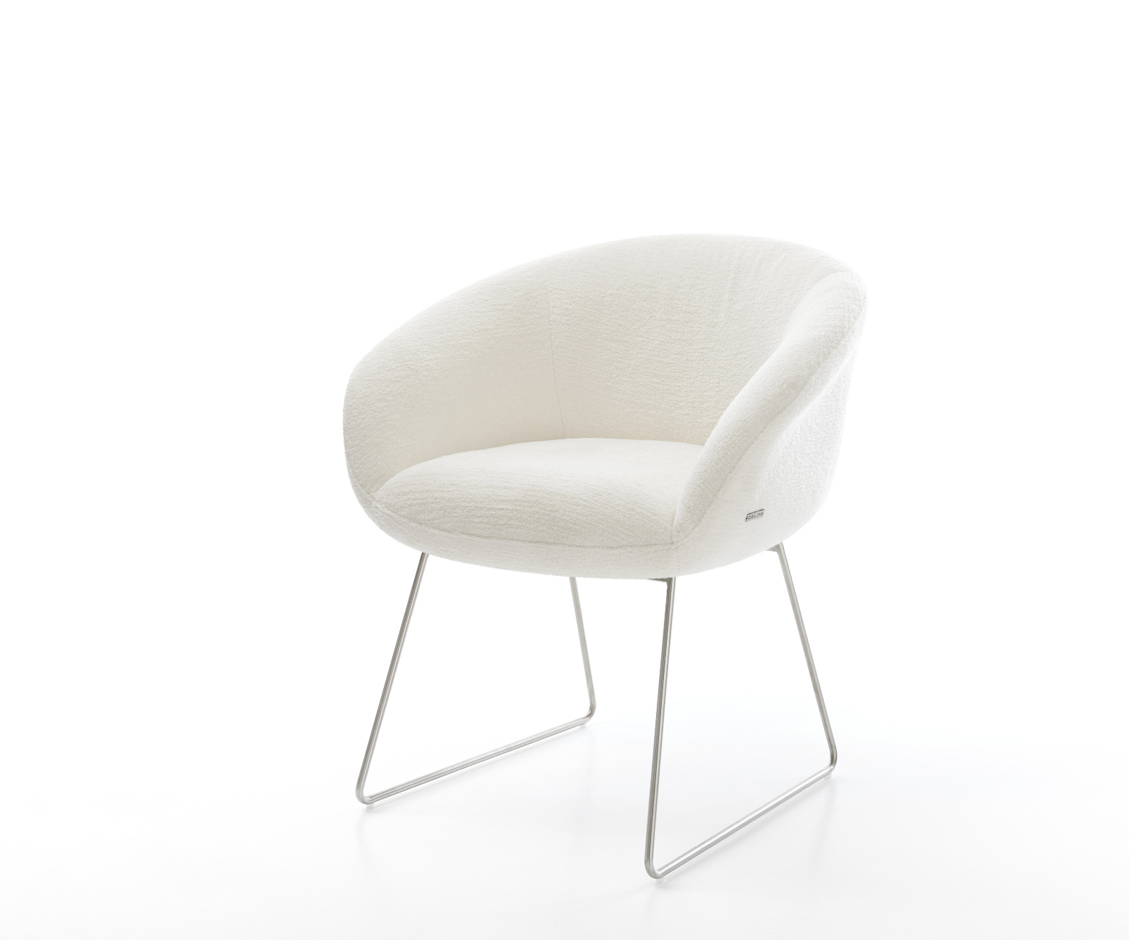 Jídelní židle Vinka-Flex s područkami bouclé měkký béžová tenká podnož nerezová ocel taštičkové pružiny