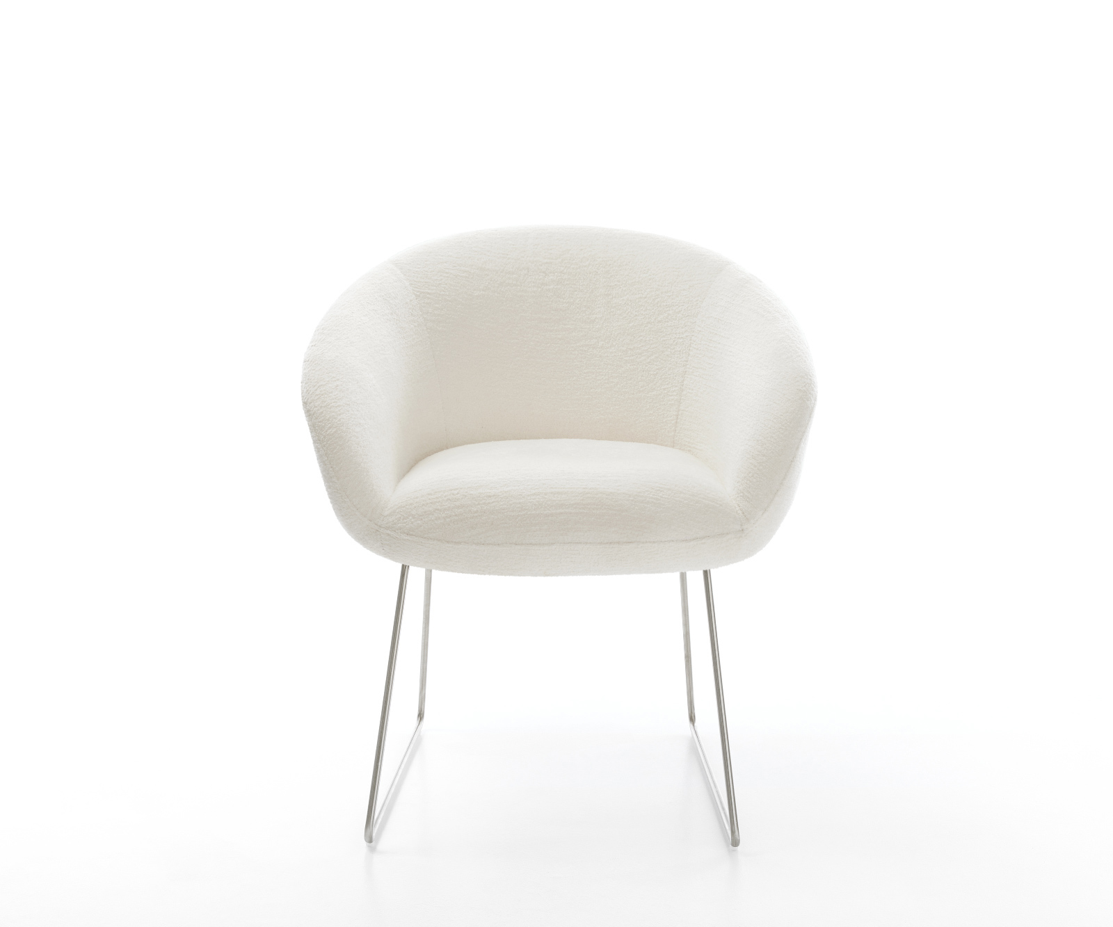 Jídelní židle Vinka-Flex s područkami bouclé měkký béžová tenká podnož nerezová ocel taštičkové pružiny - Obrázek 2