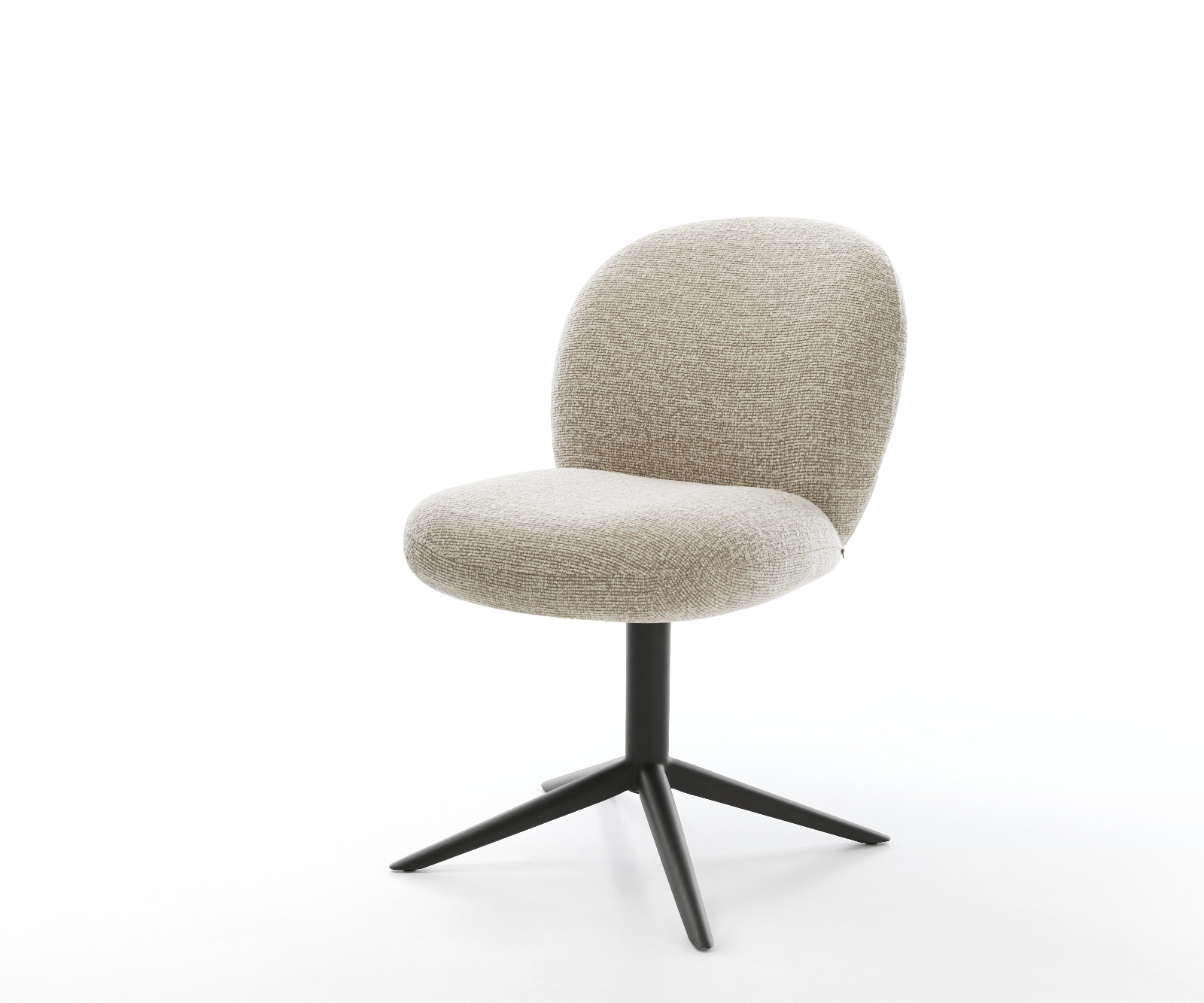 Jídelní židle Nube-Flex látka Měkký béžová křížová podnož černá 360° otočný houpací funkce taštičkové pružiny