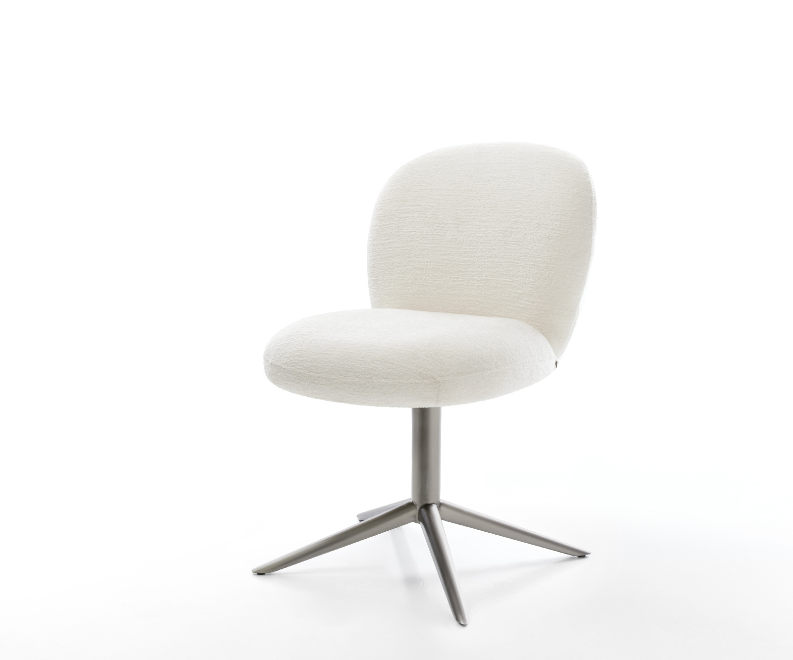 Jídelní židle Nube-Flex bouclé měkký béžová podnož grafit 360° otočný houpací funkce taštičkové pružiny