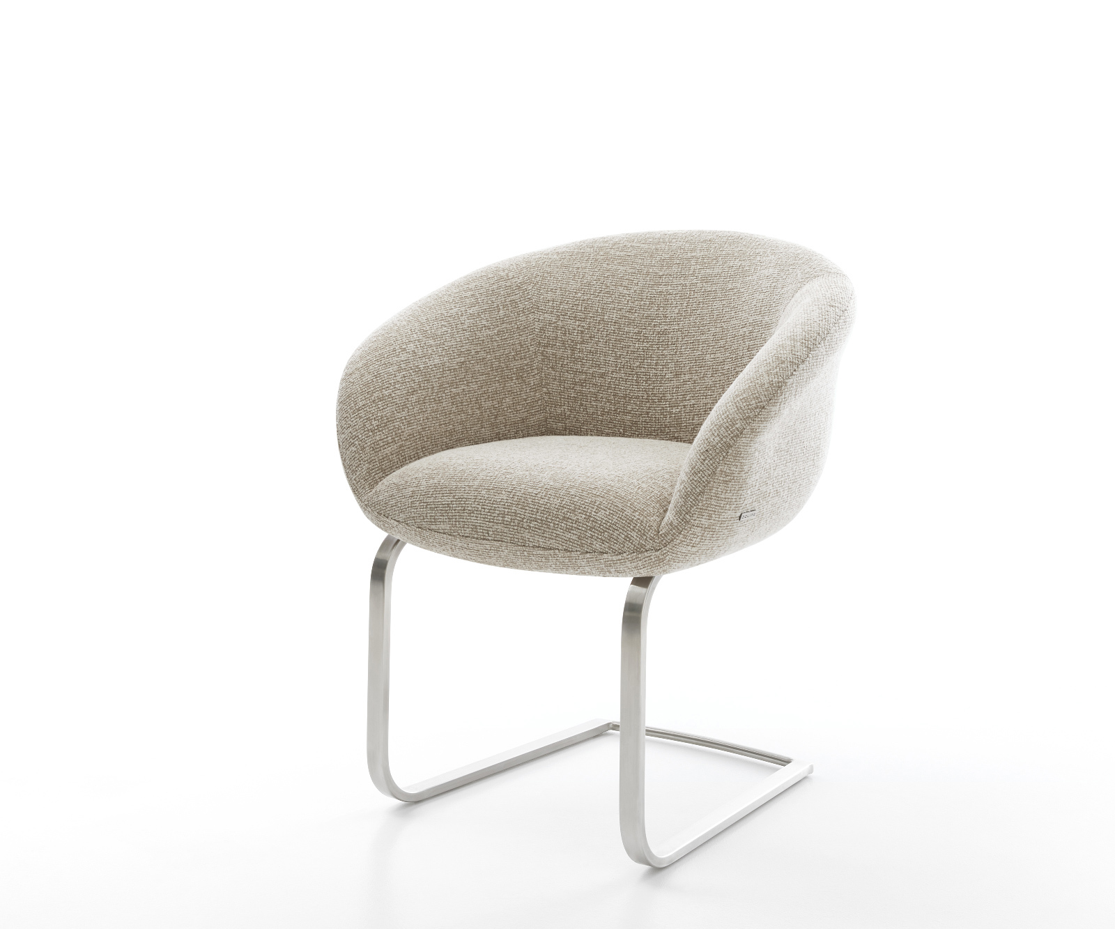 Jídelní židle Vinka-Flex s područkami látka Měkký béžová jídelní židle plochá nerezová ocel taštičkové pružiny