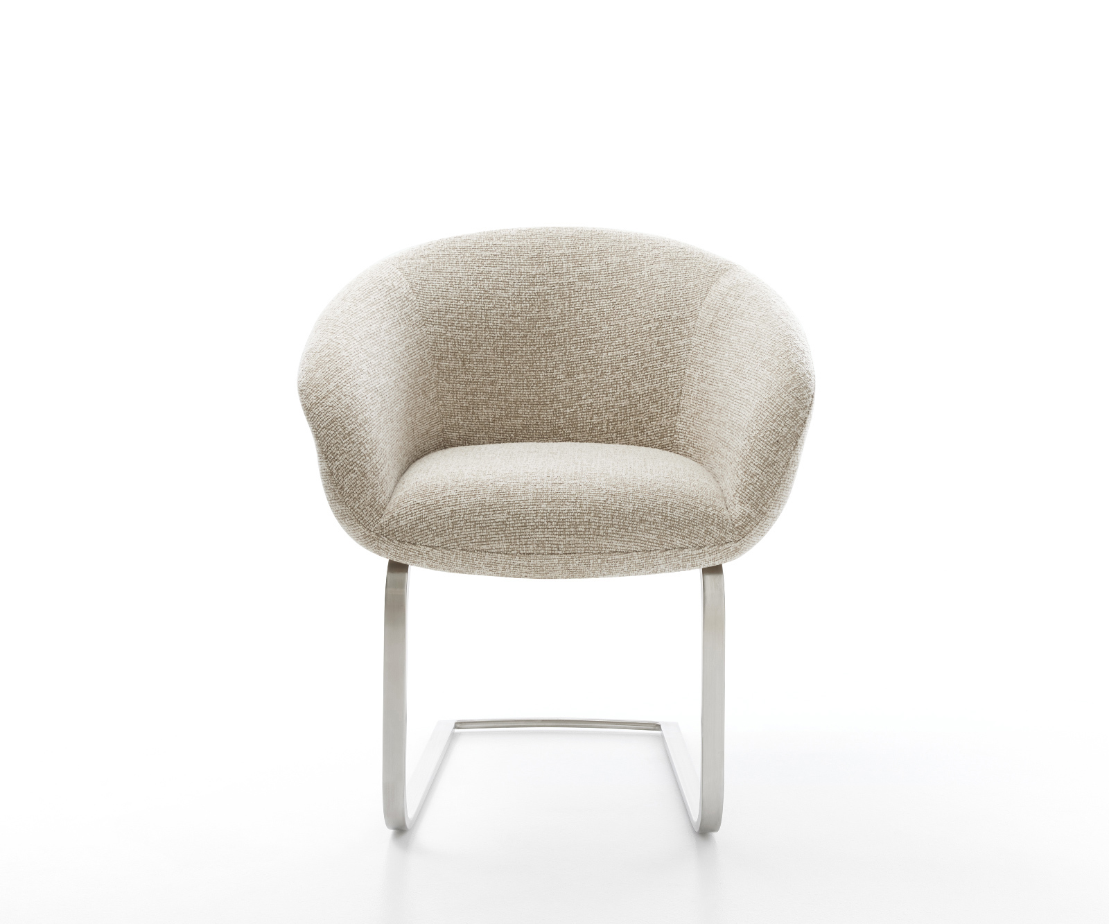 Jídelní židle Vinka-Flex s područkami látka Měkký béžová jídelní židle plochá nerezová ocel taštičkové pružiny - Obrázek 2