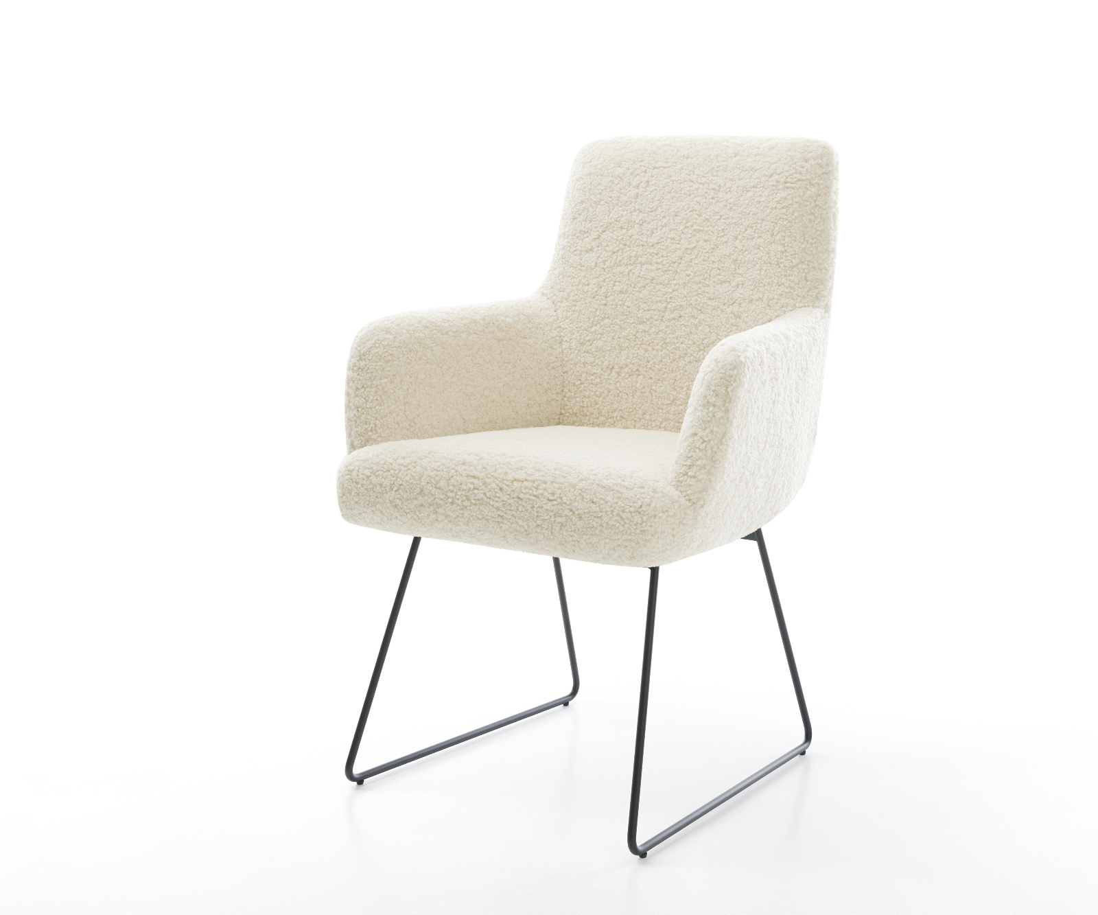 Jídelní židle Heira-Flex s područkami plyšový manšestr béžová tenká podnož černá taštičkové pružiny