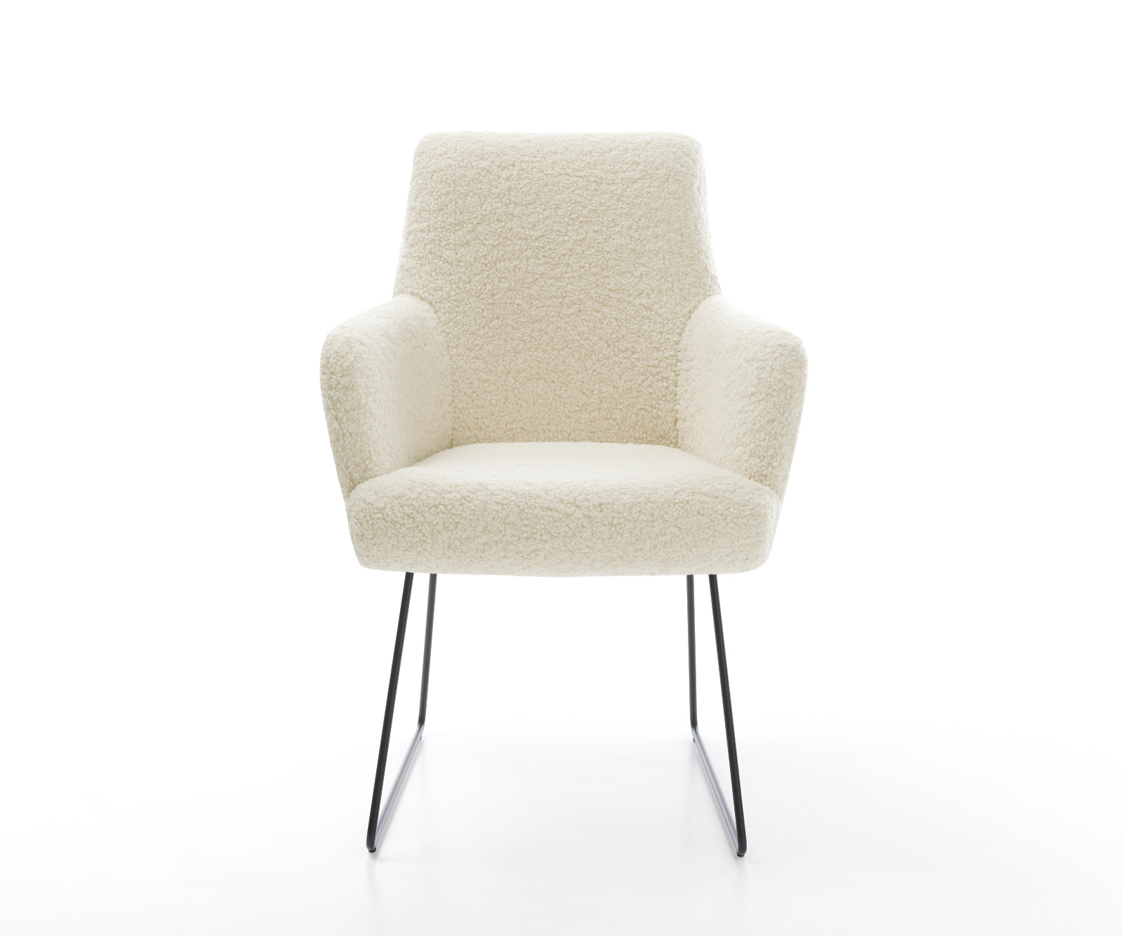 Jídelní židle Heira-Flex s područkami plyšový manšestr béžová tenká podnož černá taštičkové pružiny - Obrázek 2