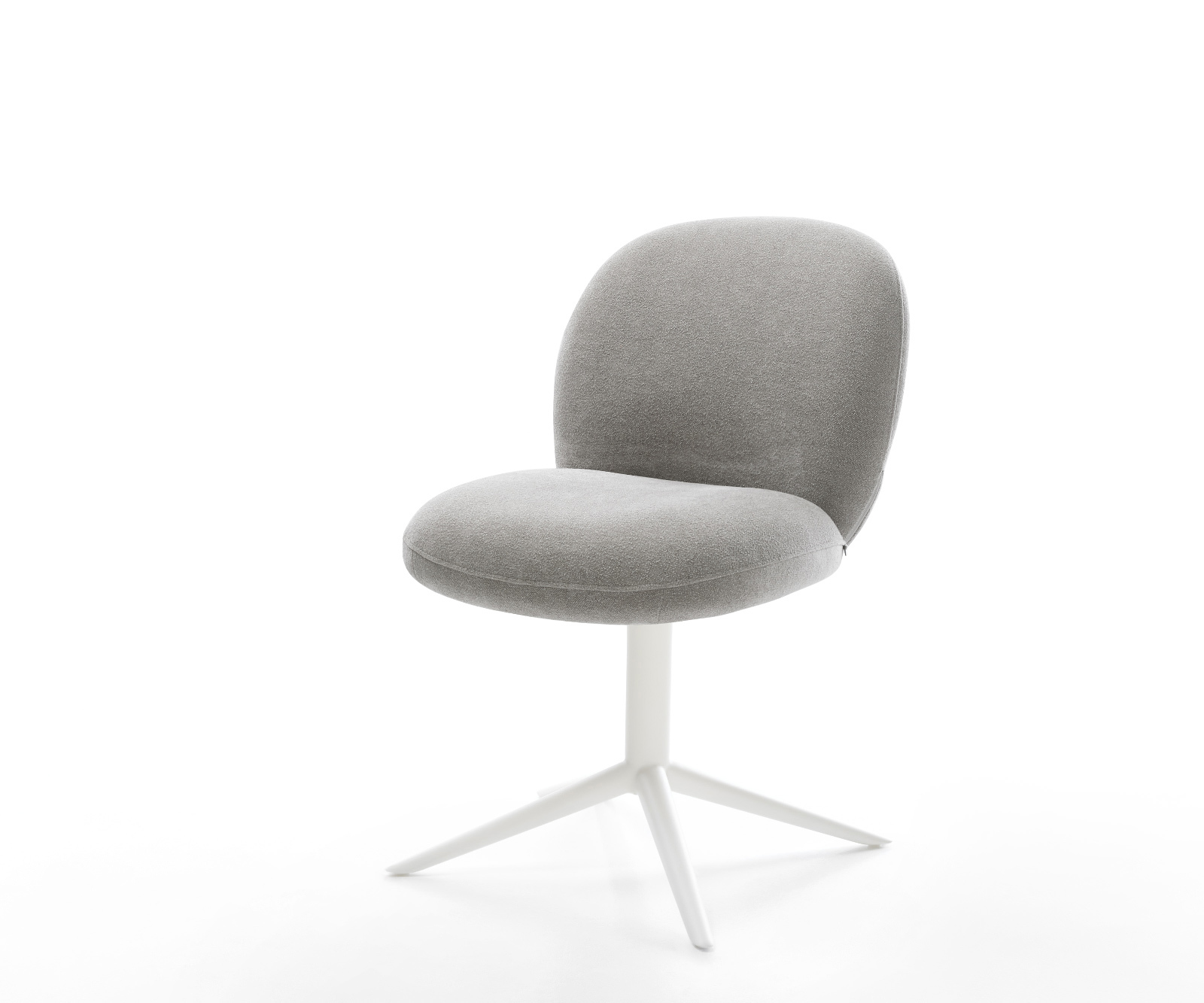 Jídelní židle Nube-Flex strukturovaná látka Měkký šedá křížová podnož bílá 360° otočný houpací funkce taštičkové pružiny