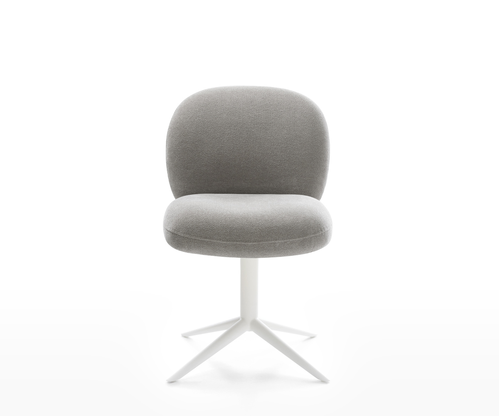 Jídelní židle Nube-Flex strukturovaná látka Měkký šedá křížová podnož bílá 360° otočný houpací funkce taštičkové pružiny - Obrázek 2