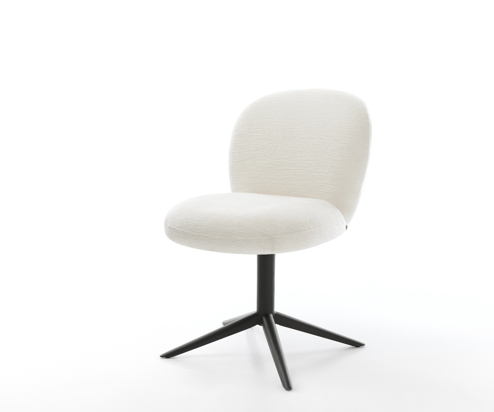 Jídelní židle Nube-Flex bouclé měkký béžová podnož černá 360° otočný houpací funkce taštičkové pružiny