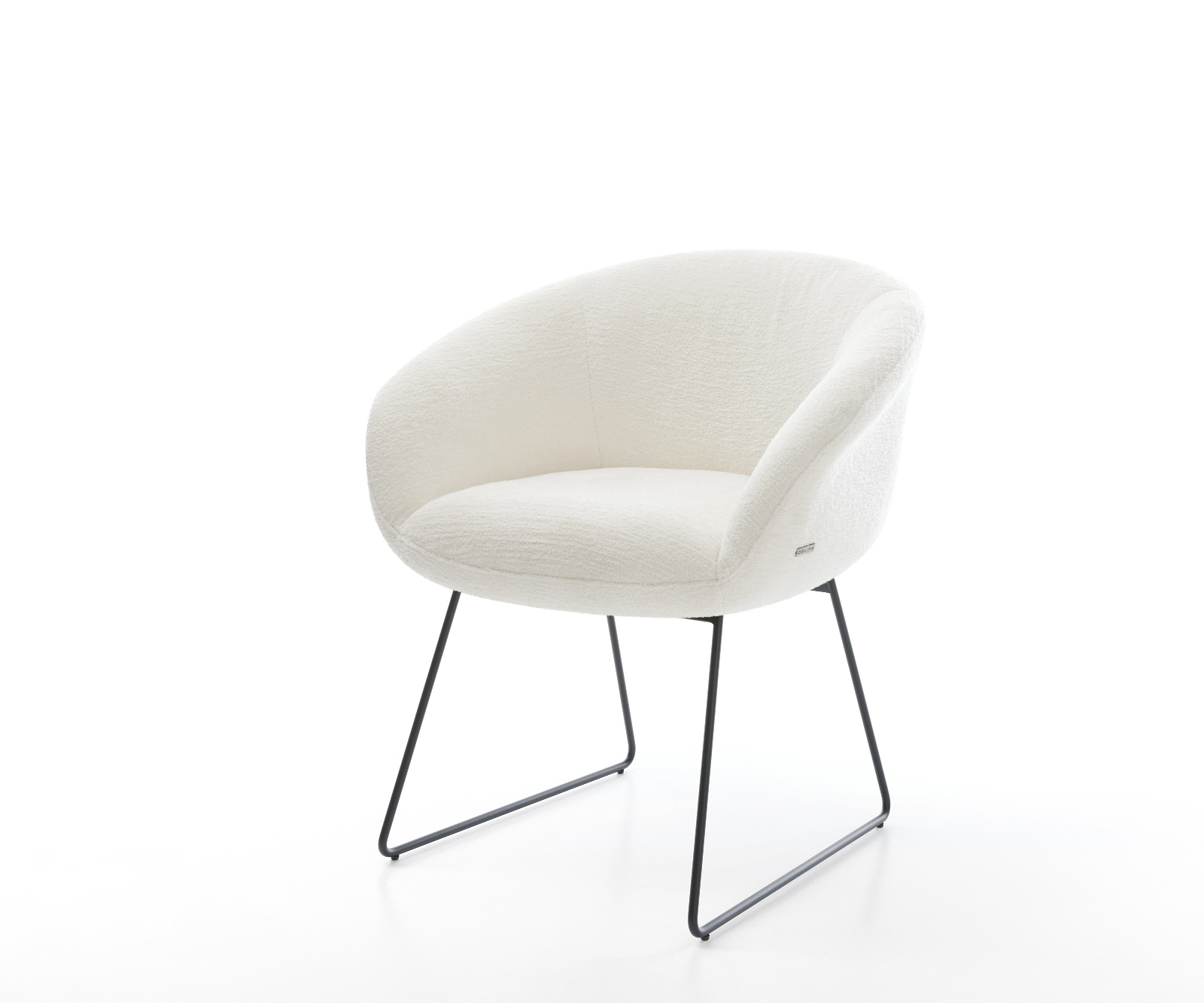 Jídelní židle Vinka-Flex s područkami bouclé měkký béžová tenká podnož černá taštičkové pružiny