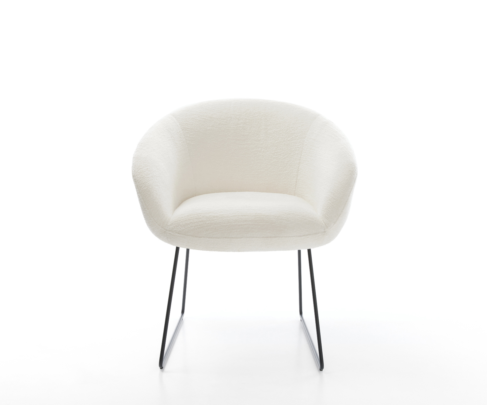 Jídelní židle Vinka-Flex s područkami bouclé měkký béžová tenká podnož černá taštičkové pružiny - Obrázek 2