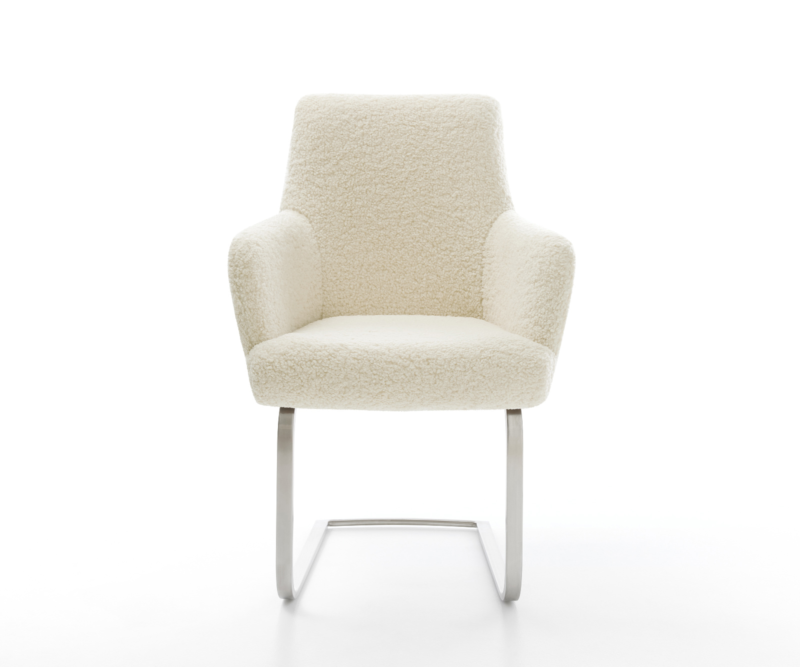 Jídelní židle Heira-Flex s područkami plyšový manšestr béžová jídelní židle plochá nerezová ocel taštičkové pružiny - Obrázek 2