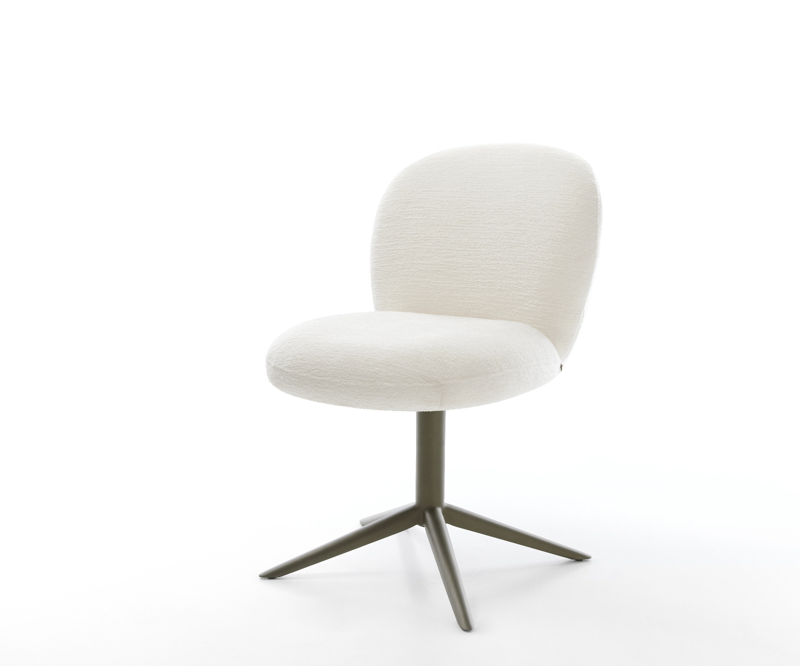 Jídelní židle Nube-Flex bouclé měkký béžová podnož kříž titanová barva 360° otočný houpací funkce taštičkové pružiny