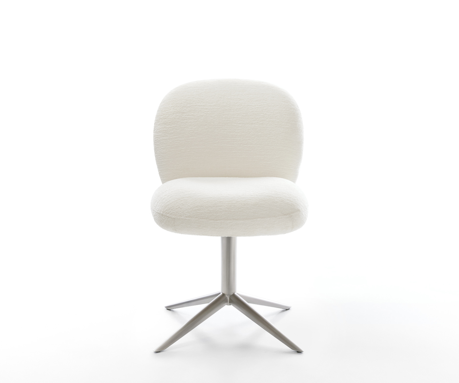 Jídelní židle Nube-Flex bouclé měkký béžová podnož křížová nerezová ocel 360° otočný houpací funkce taštičkové pružiny - Obrázek 2