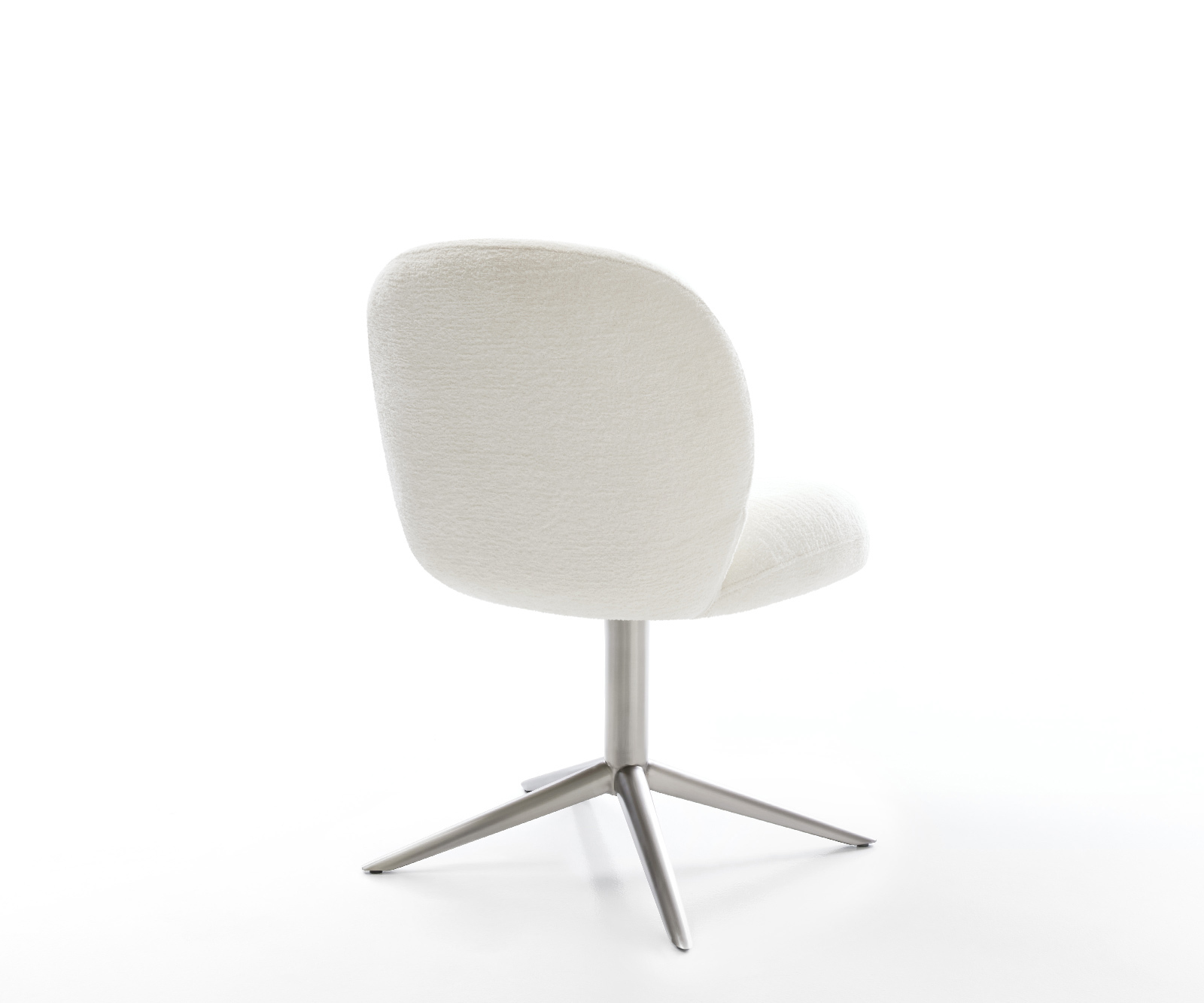 Jídelní židle Nube-Flex bouclé měkký béžová podnož křížová nerezová ocel 360° otočný houpací funkce taštičkové pružiny - Obrázek 5