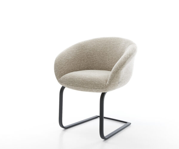 Jídelní židle Vinka-Flex s područkami látka Měkký béžová jídelní židle plochá černá taštičkové pružiny