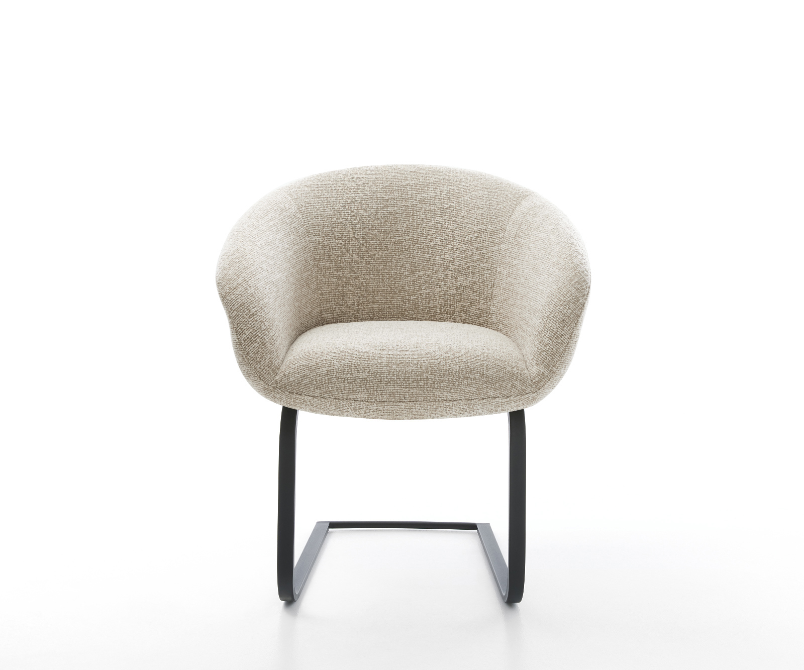 Jídelní židle Vinka-Flex s područkami látka Měkký béžová jídelní židle plochá černá taštičkové pružiny - Obrázek 2