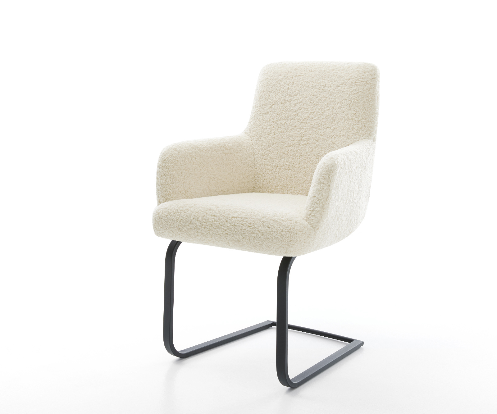 Jídelní židle Heira-Flex s područkami plyšový manšestr béžová jídelní židle plochá černá taštičkové pružiny