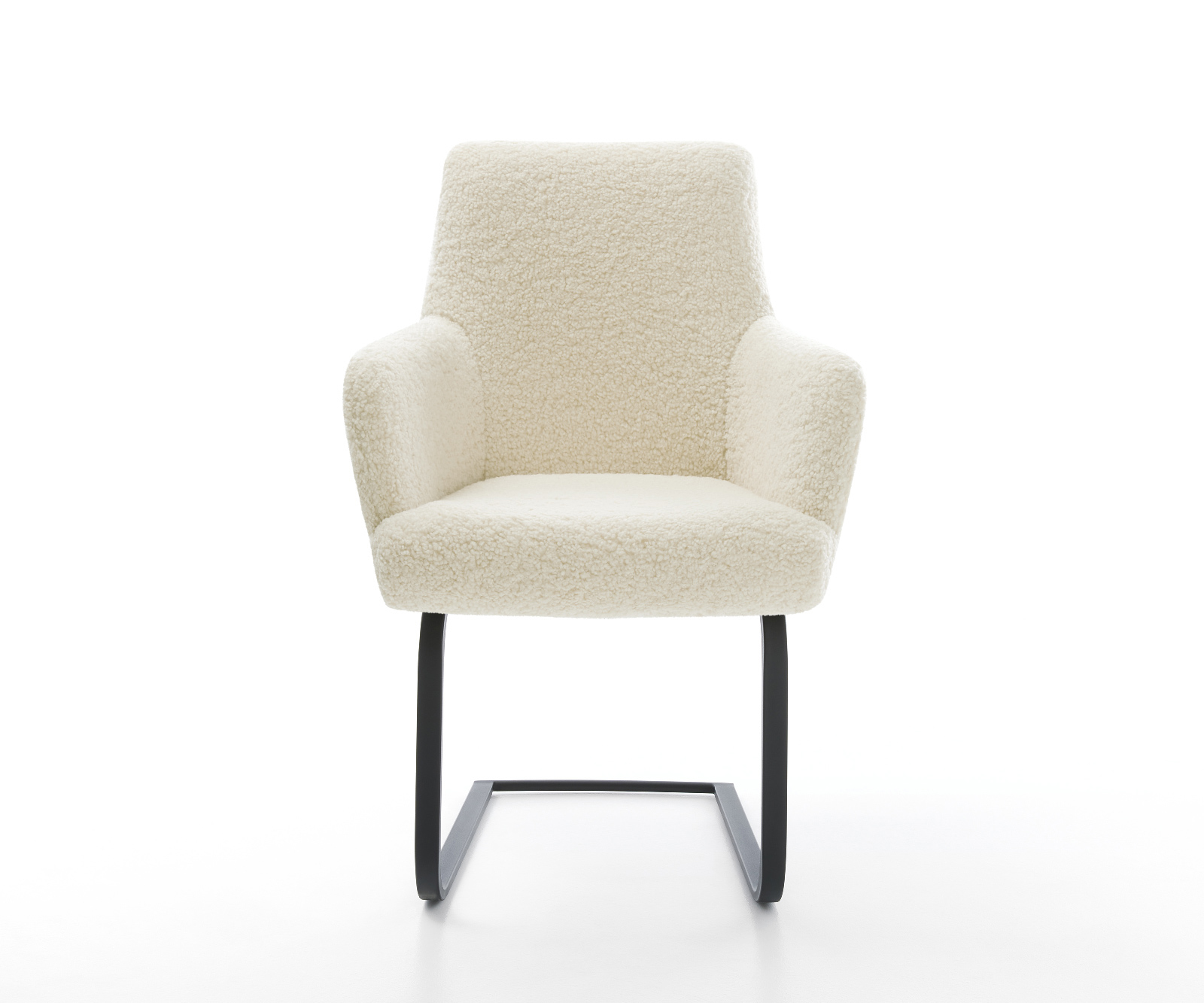 Jídelní židle Heira-Flex s područkami plyšový manšestr béžová jídelní židle plochá černá taštičkové pružiny - Obrázek 2