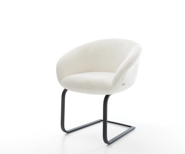 Jídelní židle Vinka-Flex s područkami bouclé měkký béžová jídelní židle plochá černá taštičkové pružiny