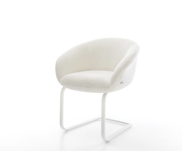 Jídelní židle Vinka-Flex s područkami bouclé měkký béžový jídelní židle plochý bílý taštičkové pružiny