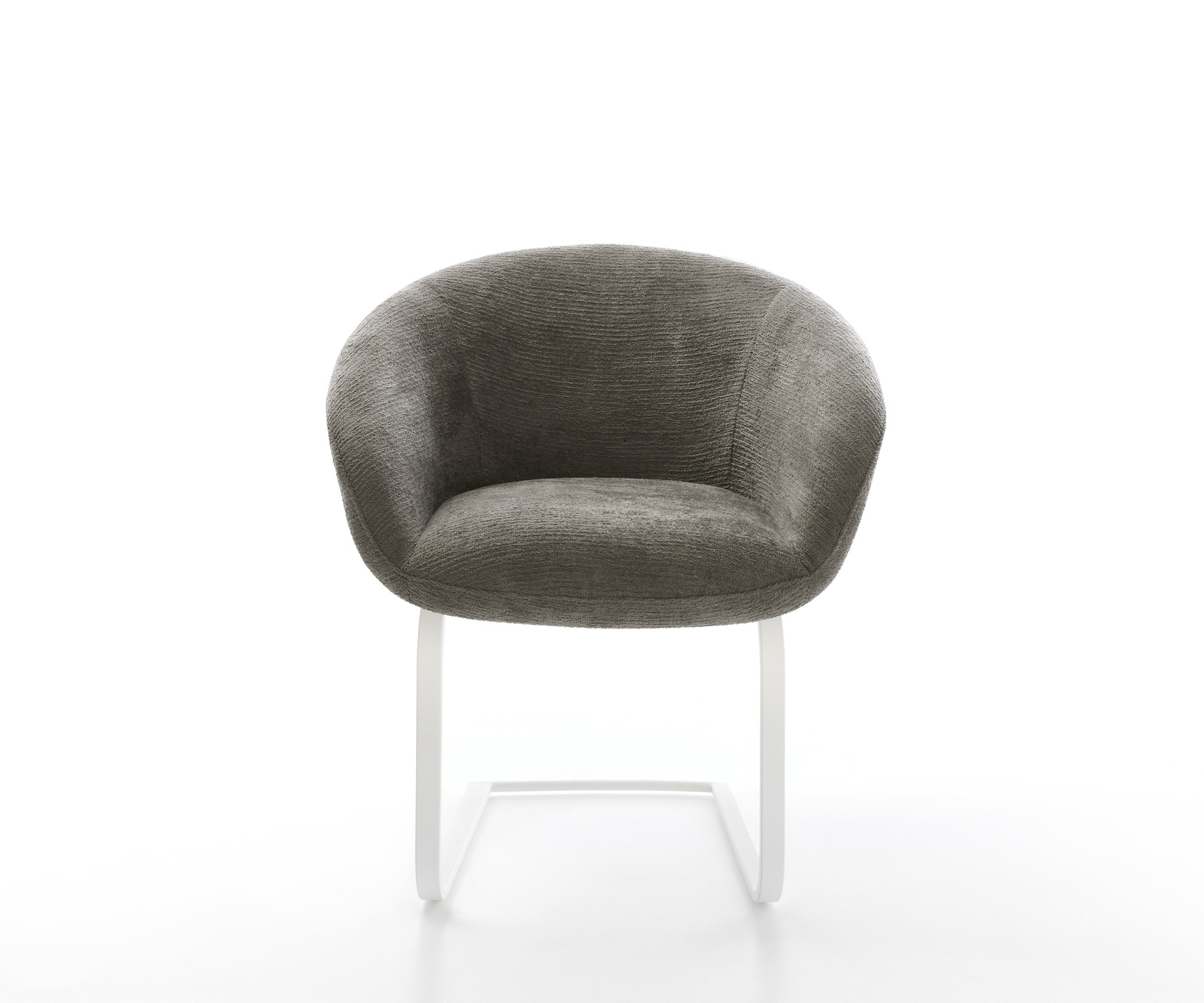 Jídelní židle Vinka-Flex s područkami bouclé měkký tmavě béžová konzolová podnož plochá bílá taštičkové pružiny - Obrázek 2