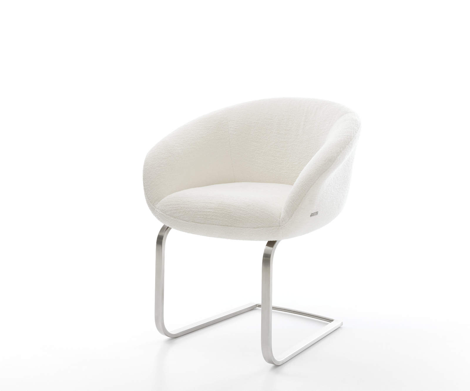 Jídelní židle Vinka-Flex s područkami bouclé měkký béžová jídelní židle plochá nerezová ocel taštičkové pružiny