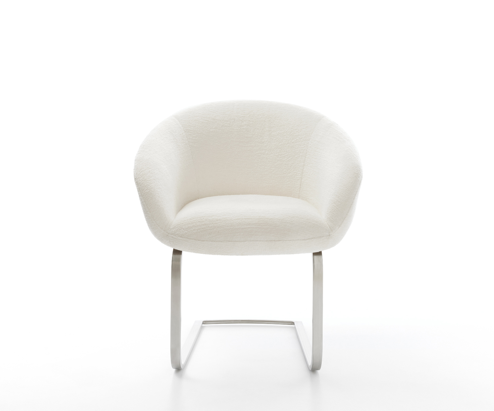 Jídelní židle Vinka-Flex s područkami bouclé měkký béžová jídelní židle plochá nerezová ocel taštičkové pružiny - Obrázek 2