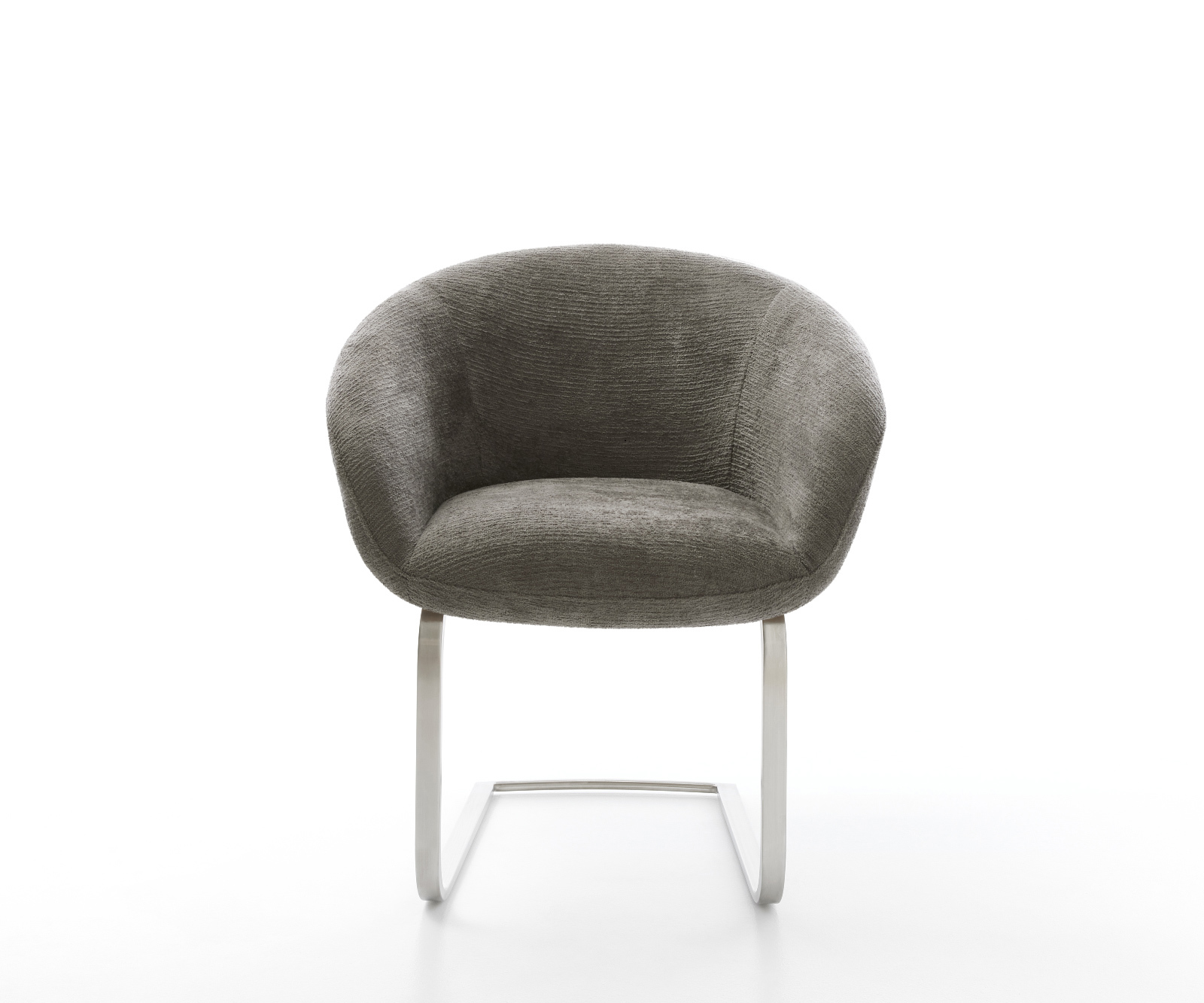 Jídelní židle Vinka-Flex s područkami bouclé měkký tmavě béžová konzolová podnož plochá nerezová ocel taštičkové pružiny - Obrázek 2