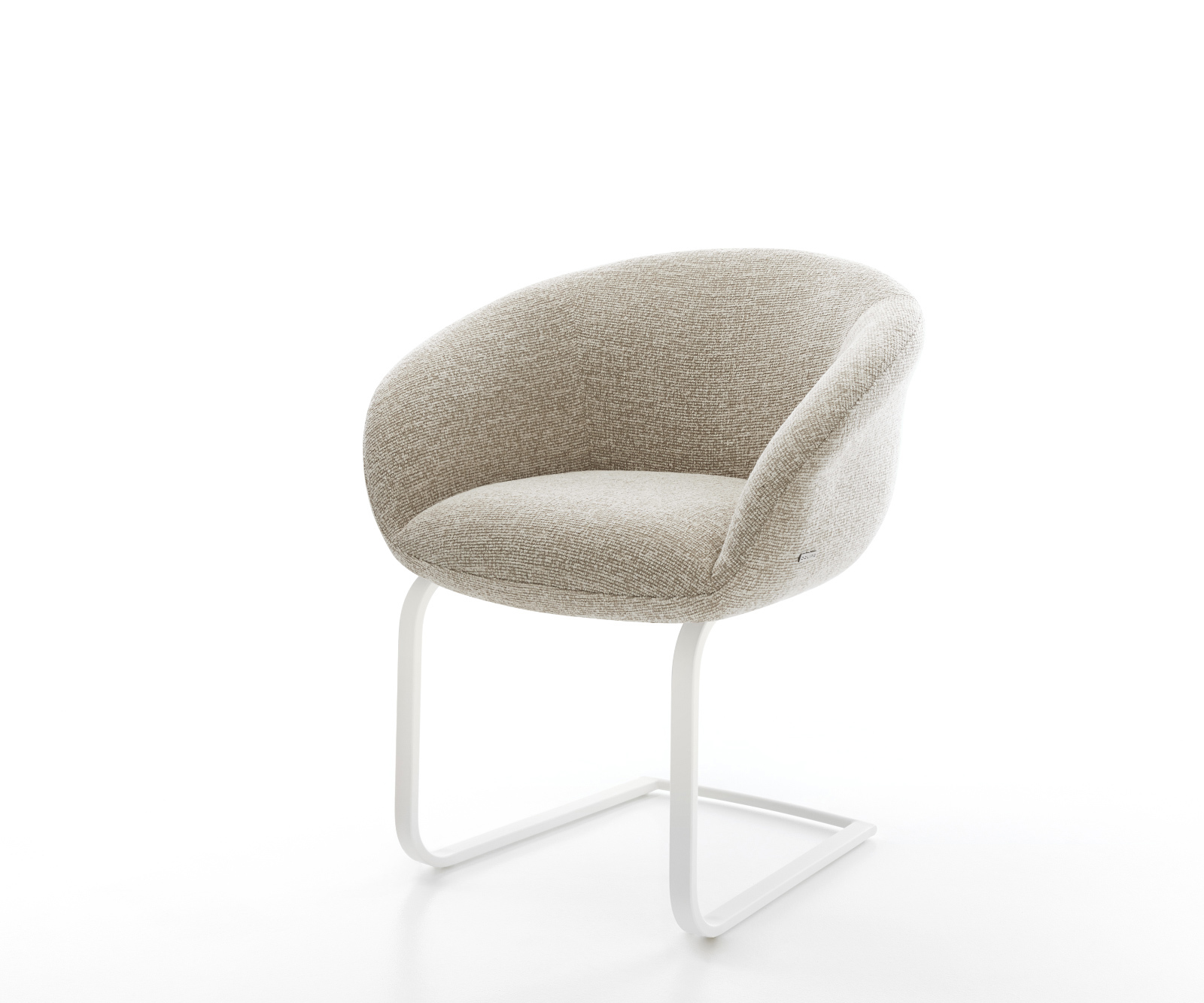 Jídelní židle Vinka-Flex s područkami látka Měkký béžová konzolová podnož plochá bílá taštičkové pružiny