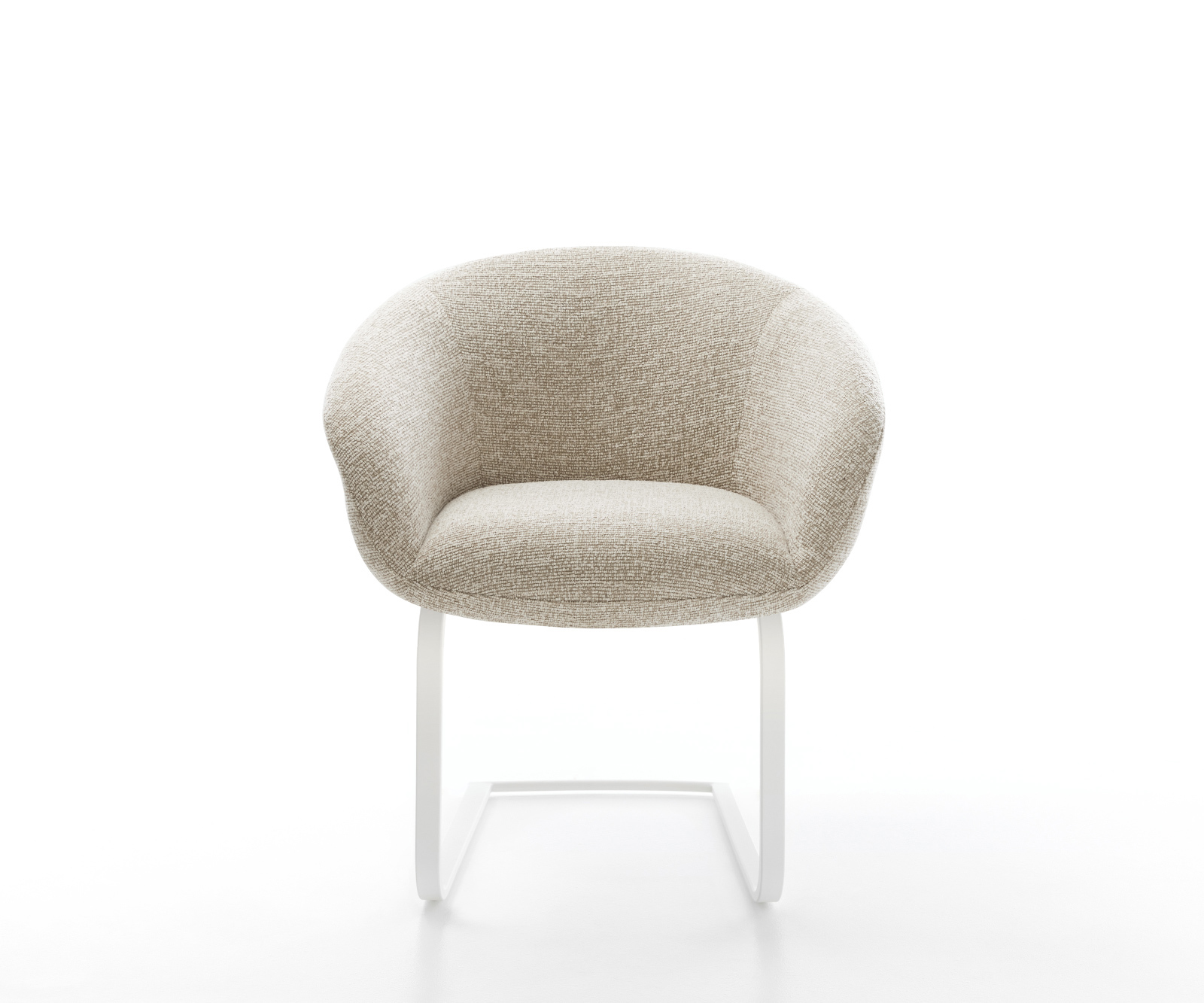 Jídelní židle Vinka-Flex s područkami látka Měkký béžová konzolová podnož plochá bílá taštičkové pružiny - Obrázek 2