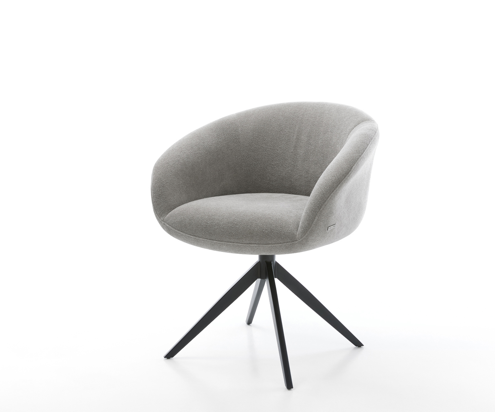 Jídelní židle Vinka-Flex s područkami strukturovaná látka Měkký šedá křížová podnož široká černá 360° otočná houpací funkce taštičkové pružiny