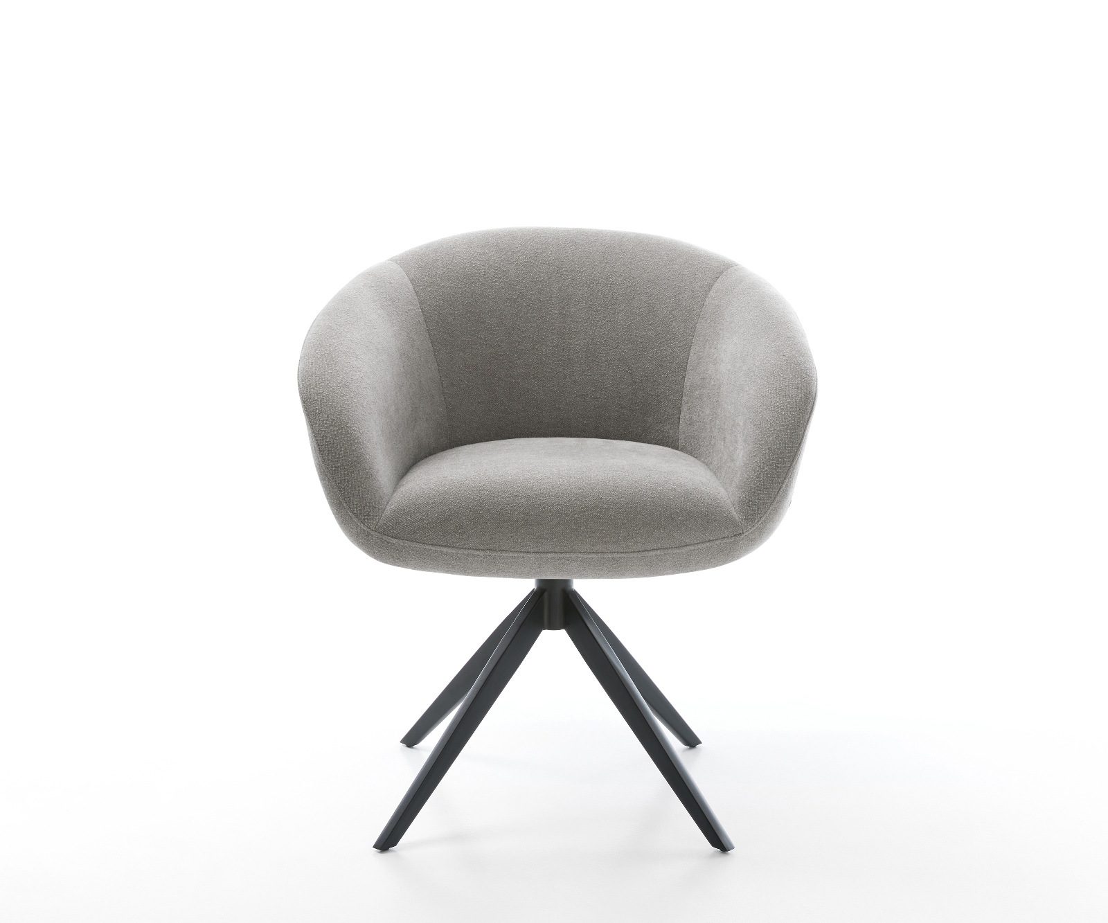 Jídelní židle Vinka-Flex s područkami strukturovaná látka Měkký šedá křížová podnož široká černá 360° otočná houpací funkce taštičkové pružiny - Obrázek 2