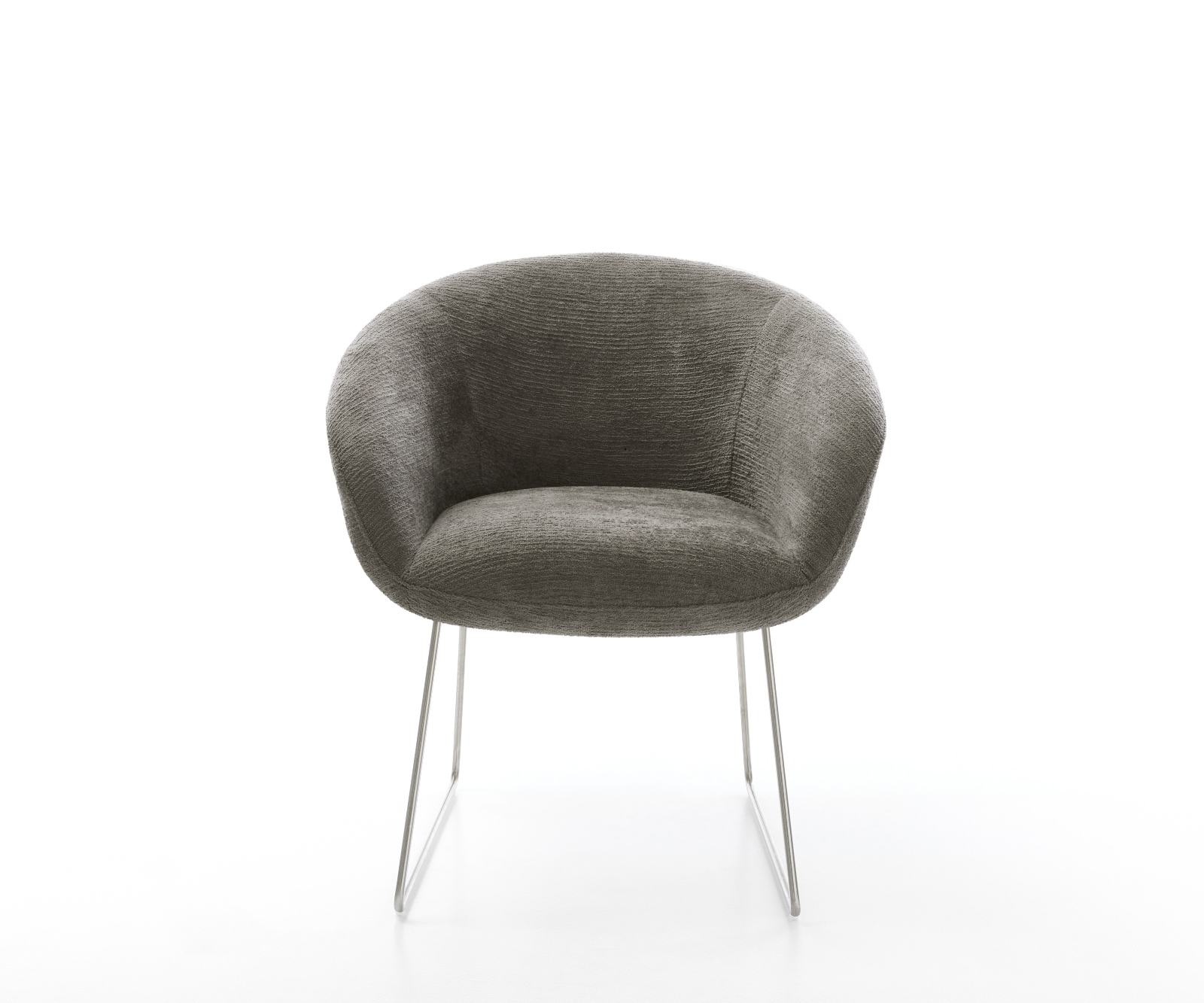 Jídelní židle Vinka-Flex s područkami bouclé měkký tmavě béžová tenká podnož nerezová ocel taštičkové pružiny - Obrázek 2