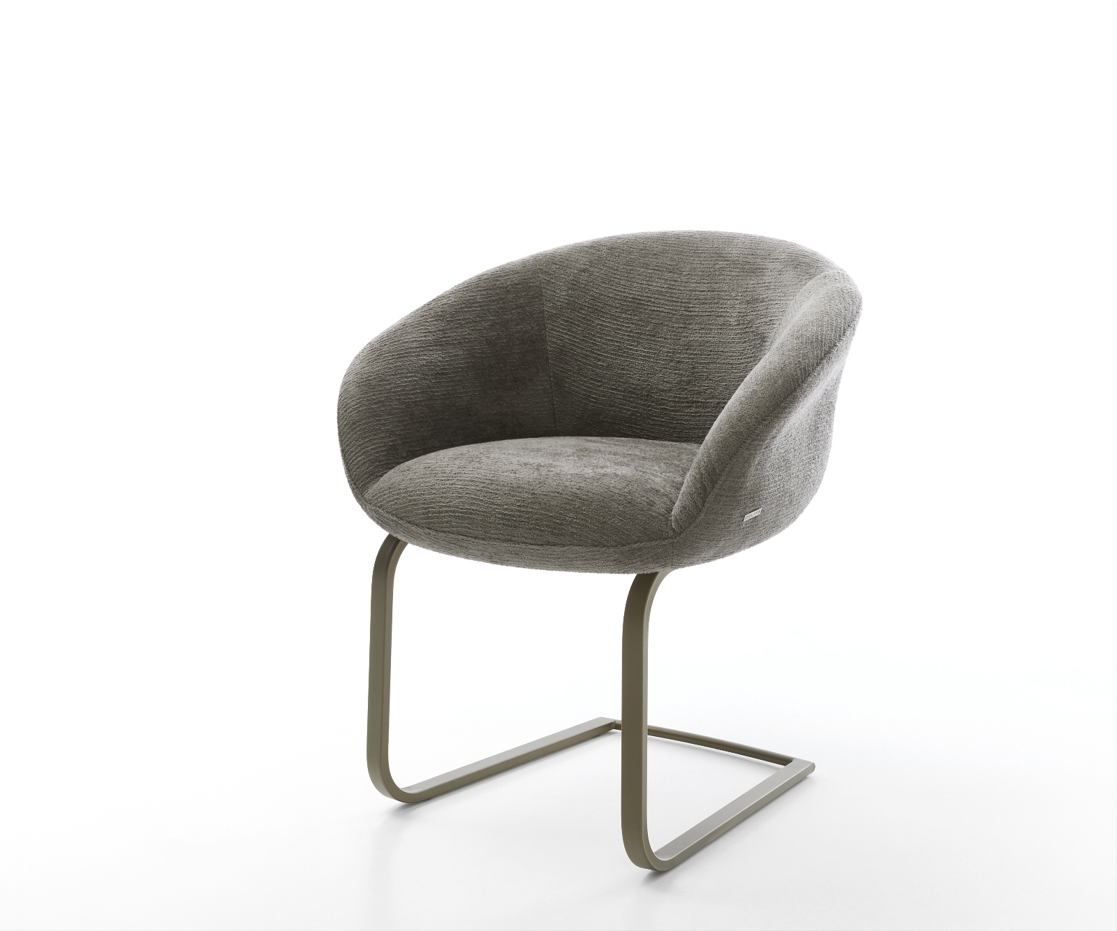 Jídelní židle Vinka-Flex s područkami bouclé měkký tmavě béžová konzolová podnož plochý titanová barva taštičkové pružiny