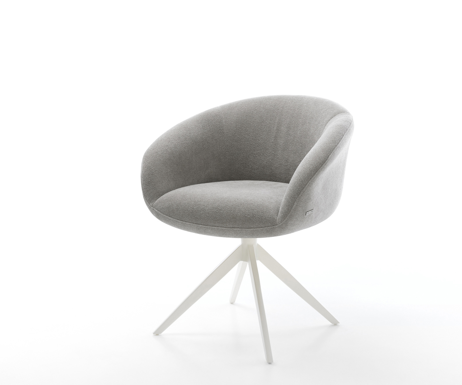 Jídelní židle Vinka-Flex s područkami strukturovaná látka Měkký šedá křížová podnož široká bílá otočná 360° houpací funkce taštičkové pružiny