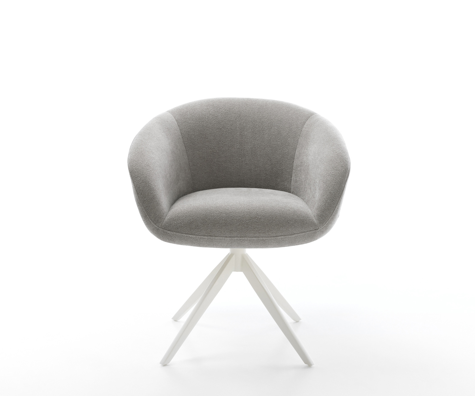 Jídelní židle Vinka-Flex s područkami strukturovaná látka Měkký šedá křížová podnož široká bílá otočná 360° houpací funkce taštičkové pružiny - Obrázek 2