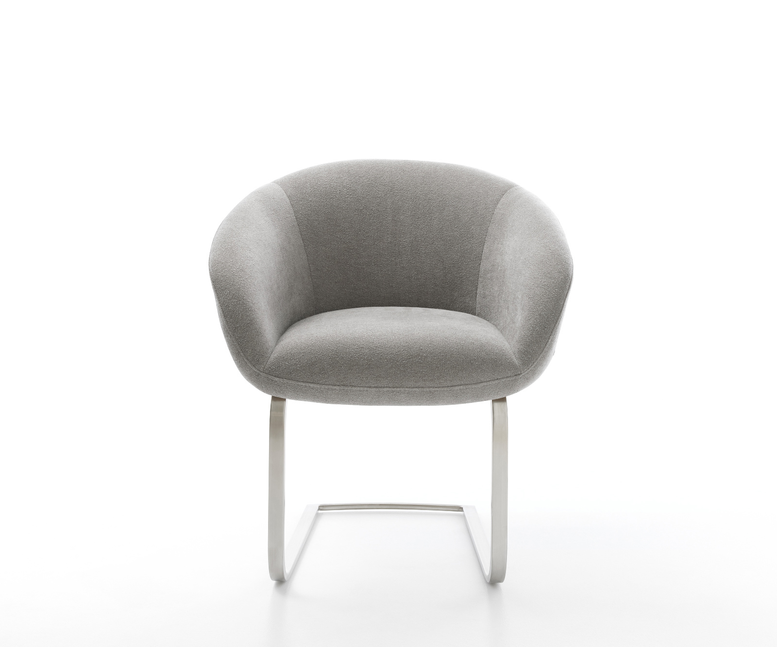 Jídelní židle Vinka-Flex s područkami strukturovaná látka Měkký šedá jídelní židle plochá nerezová ocel taštičkové pružiny - Obrázek 2