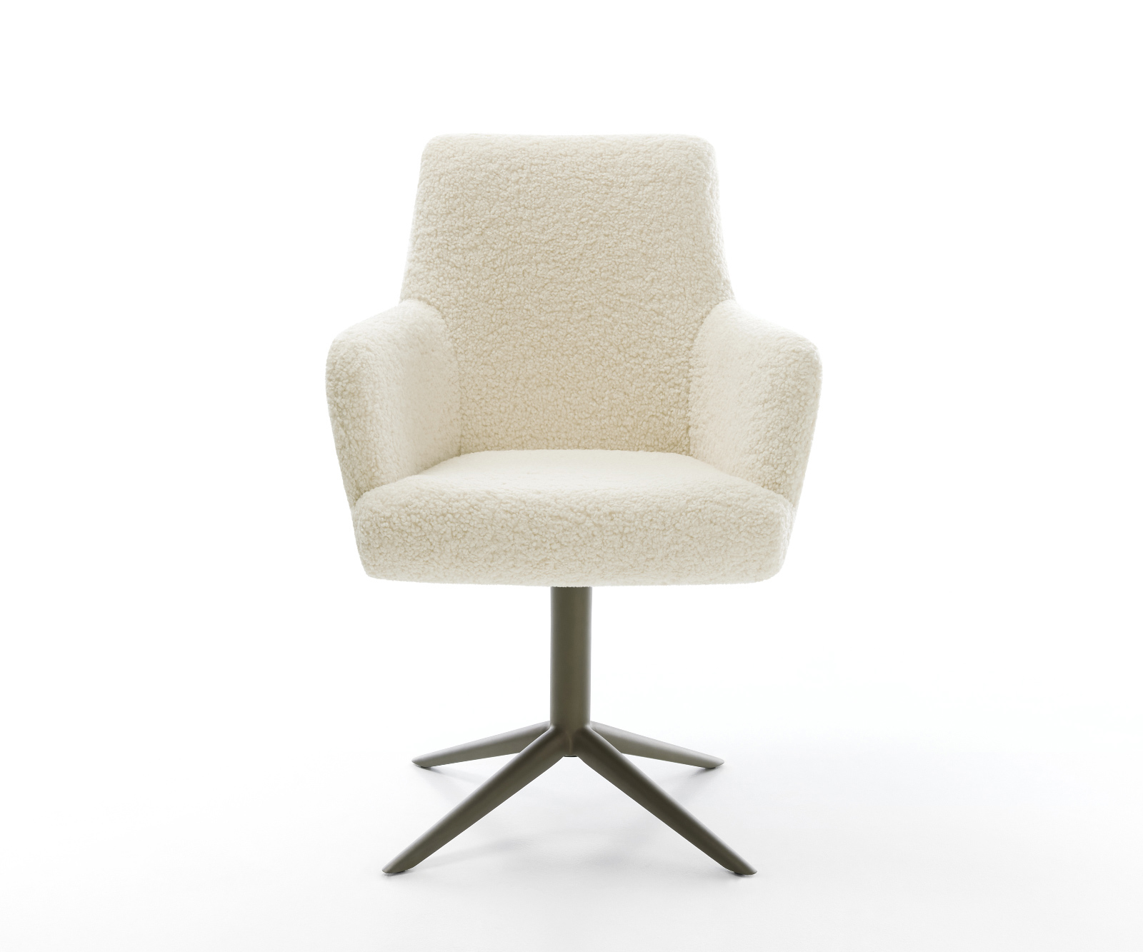 Jídelní židle Heira-Flex s područkami plyšový manšestr béžová křížová podnož titanová barva 360° otočný houpací funkce taštičkové pružiny - Obrázek 2