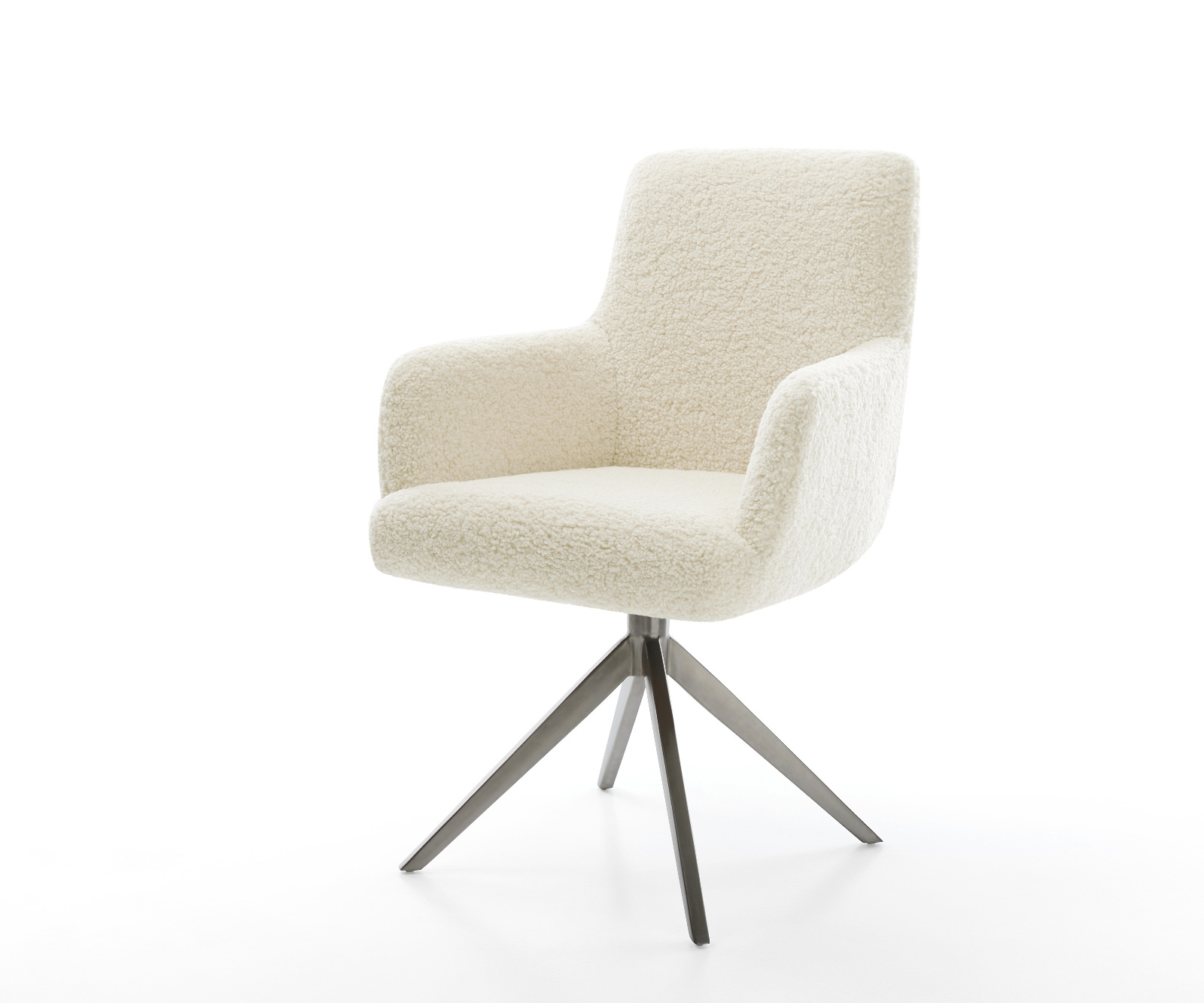 Jídelní židle Heira-Flex s područkami plyšový manšestr béžová křížová podnož široká grafitová otočný o 360° houpací funkce taštičkové pružiny